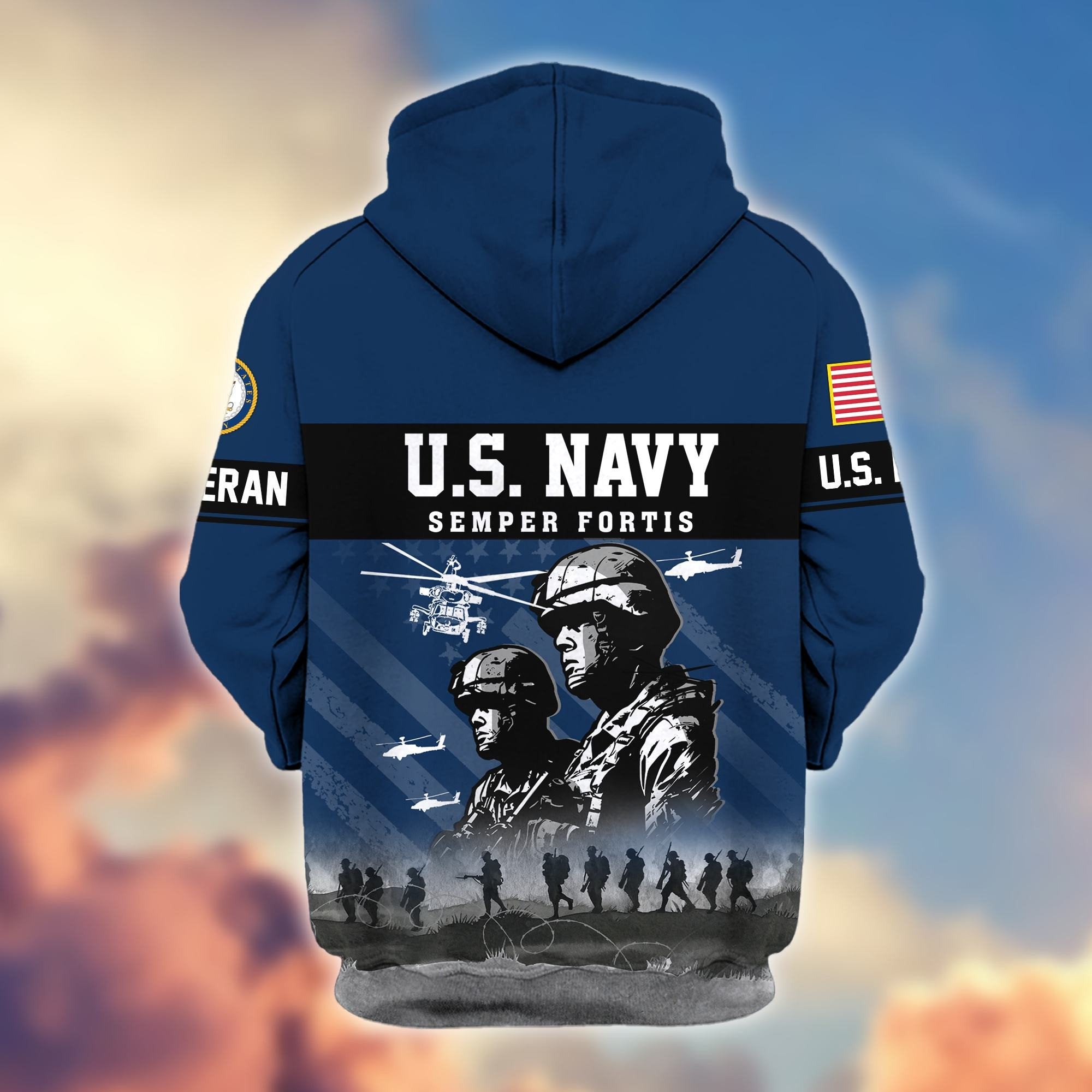 Premium US Veterans Zip Hoodie BPHN170911, Gifts For US Veterans, Gifts On Father's Day, Veterans Day.