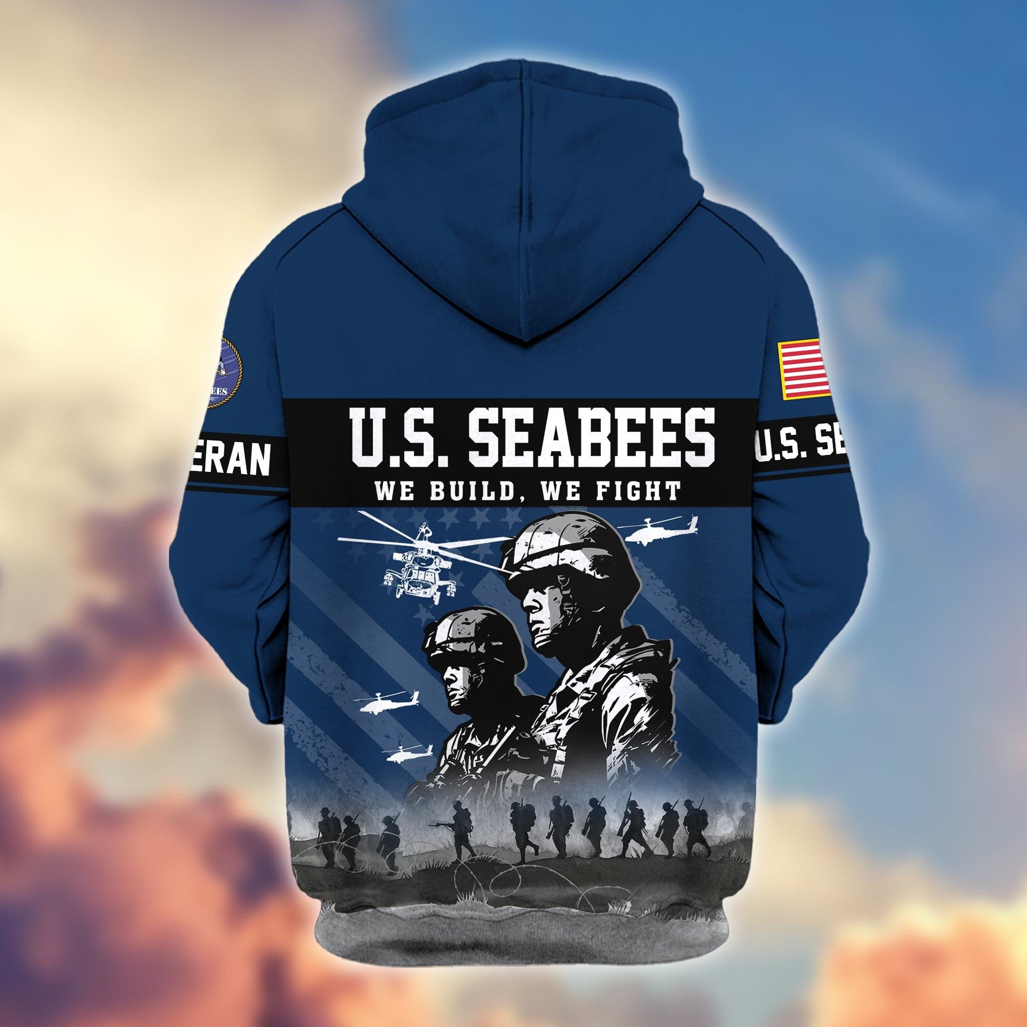 Premium US Veterans Zip Hoodie BPHN170911, Gifts For US Veterans, Gifts On Father's Day, Veterans Day.