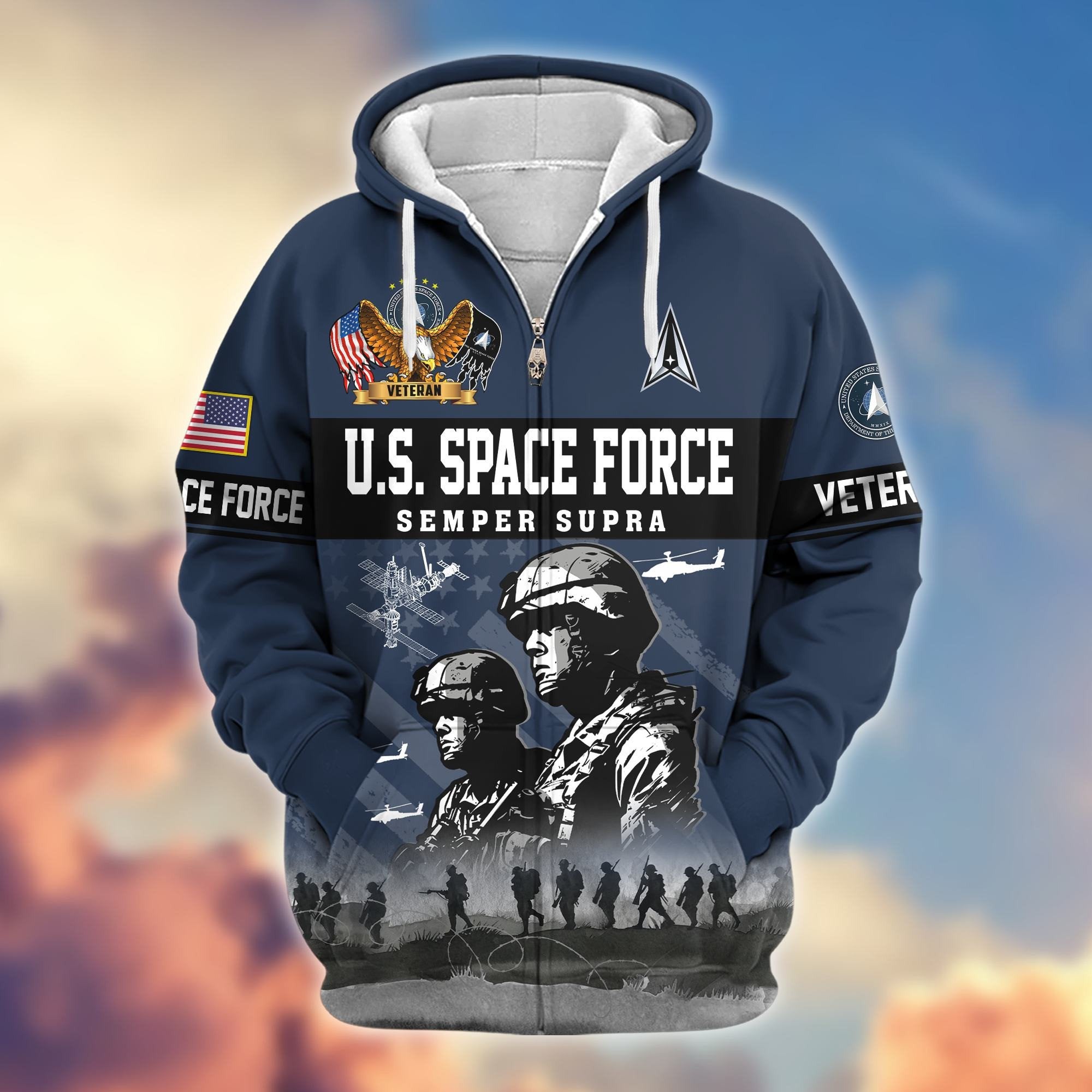 Premium US Veterans Zip Hoodie BPHN170911, Gifts For US Veterans, Gifts On Father's Day, Veterans Day.