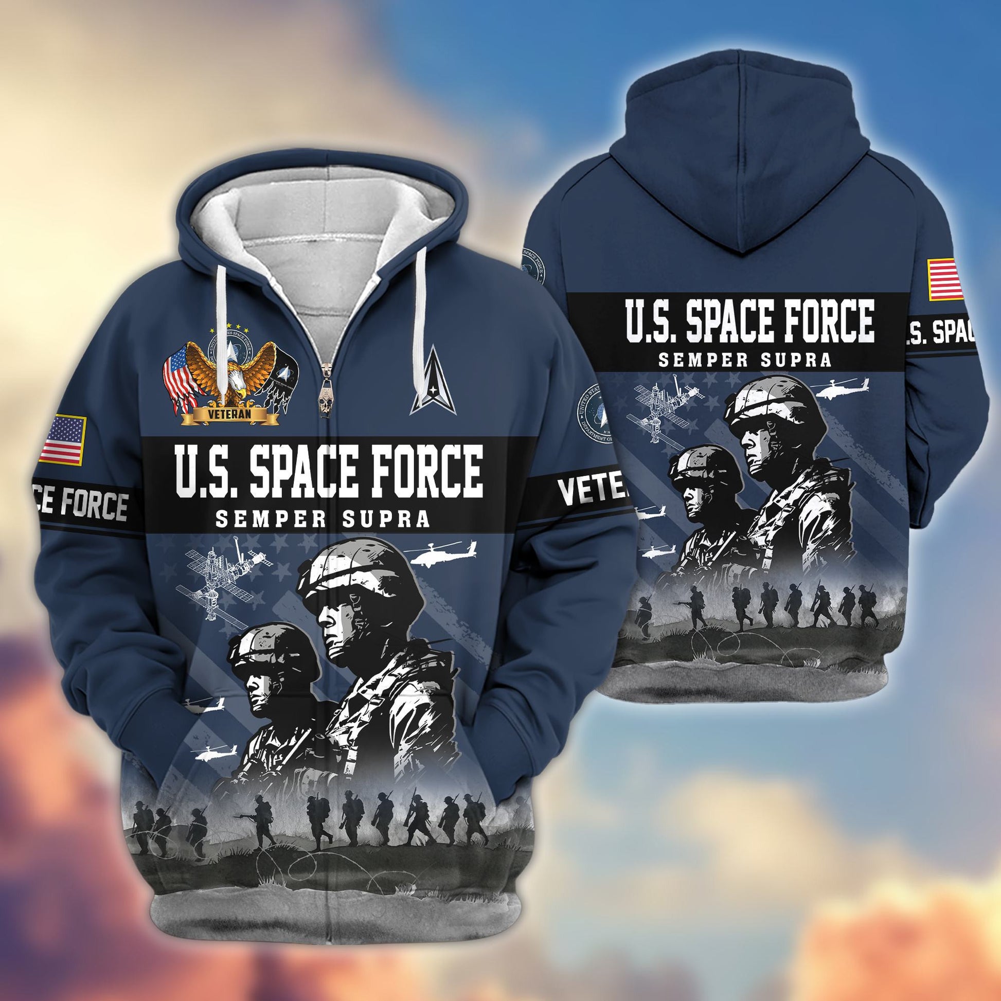 Premium US Veterans Zip Hoodie BPHN170911, Gifts For US Veterans, Gifts On Father's Day, Veterans Day.