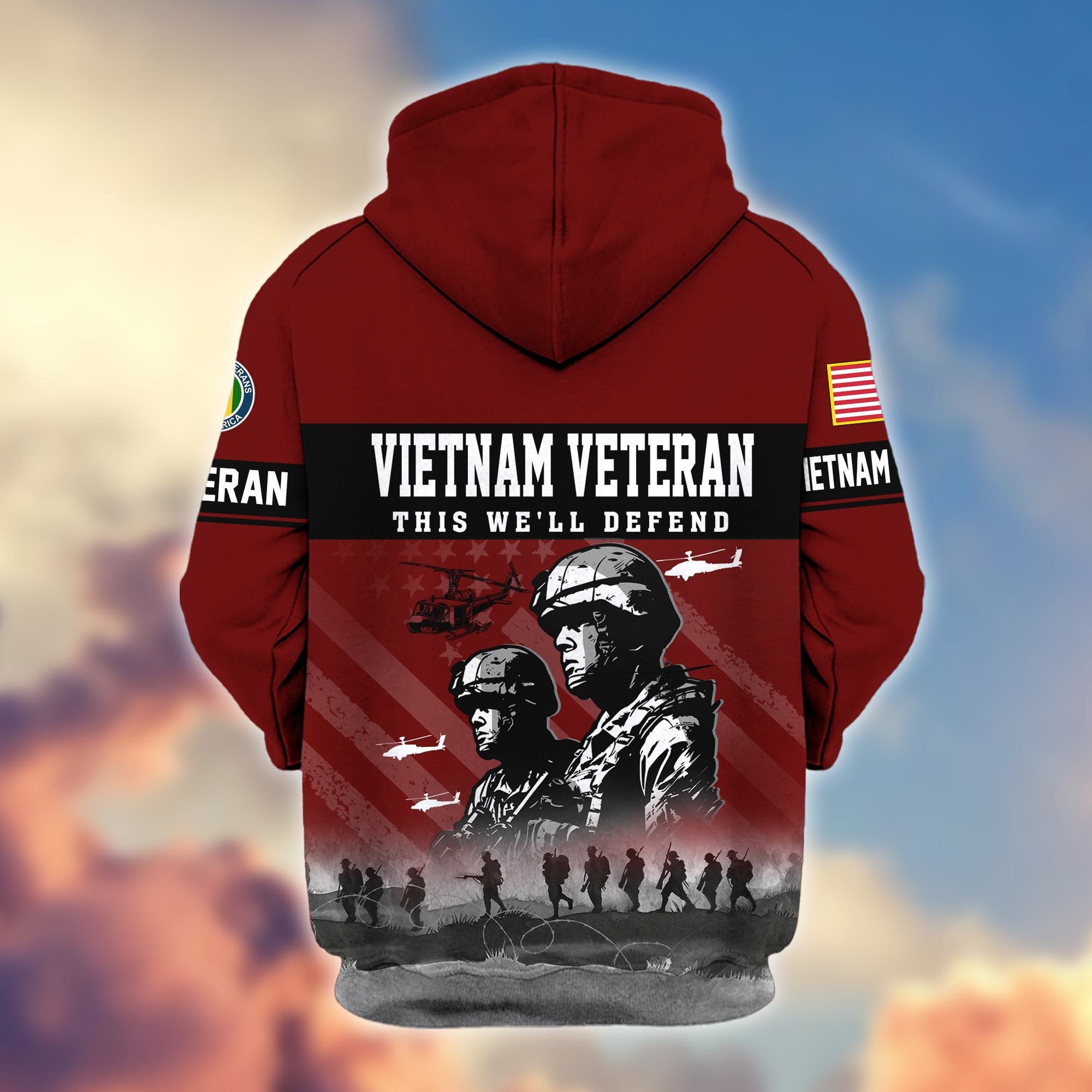 Premium US Veterans Zip Hoodie BPHN170911, Gifts For US Veterans, Gifts On Father's Day, Veterans Day.