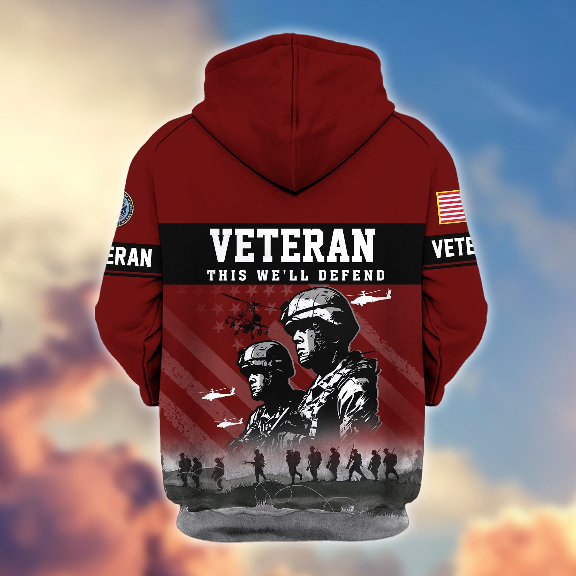 Premium US Veterans Zip Hoodie BPHN170911, Gifts For US Veterans, Gifts On Father's Day, Veterans Day.
