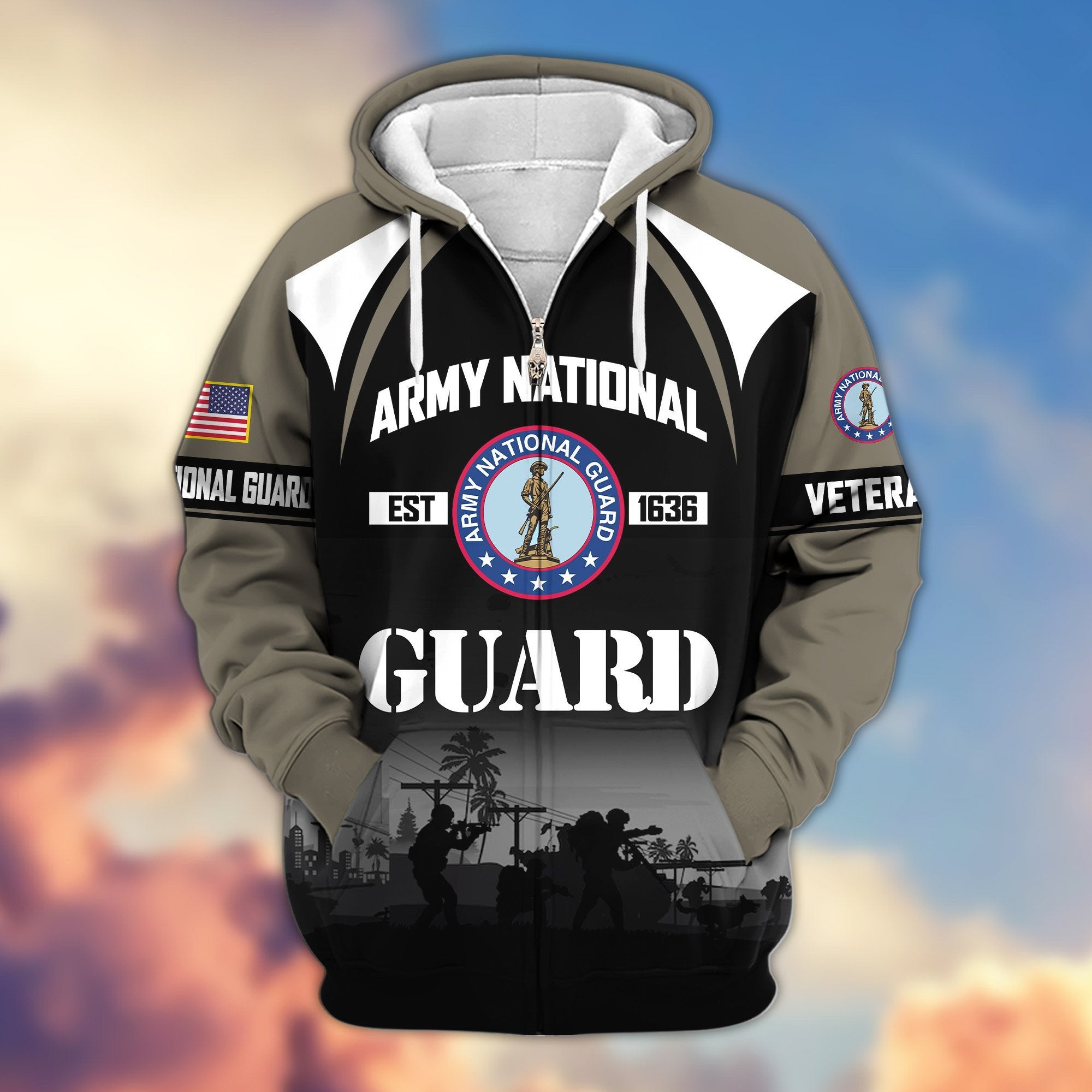 Premium US Veterans Zip Hoodie ATTN270822, Gifts For US Veterans, Gifts On Father's Day, Veterans Day.