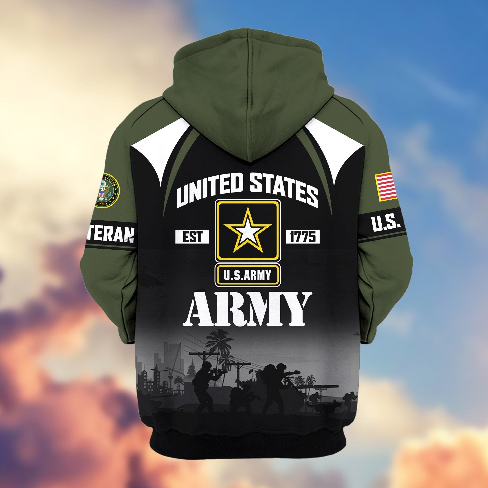 Premium US Veterans Zip Hoodie ATTN270822, Gifts For US Veterans, Gifts On Father's Day, Veterans Day.