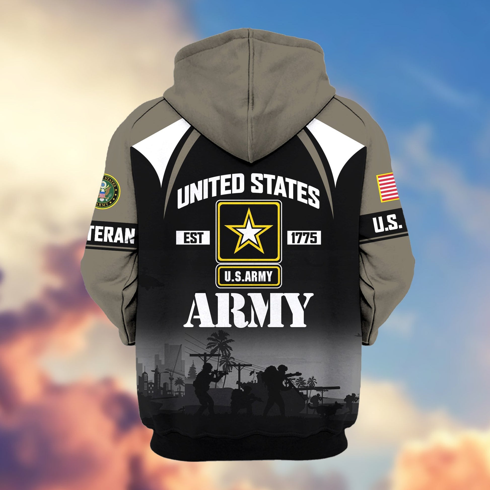 Premium US Veterans Zip Hoodie ATTN270822, Gifts For US Veterans, Gifts On Father's Day, Veterans Day.