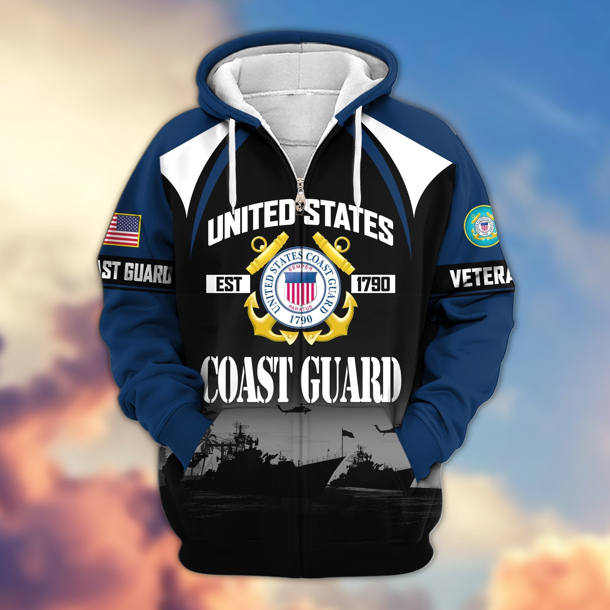 Premium US Veterans Zip Hoodie ATTN270822, Gifts For US Veterans, Gifts On Father's Day, Veterans Day.