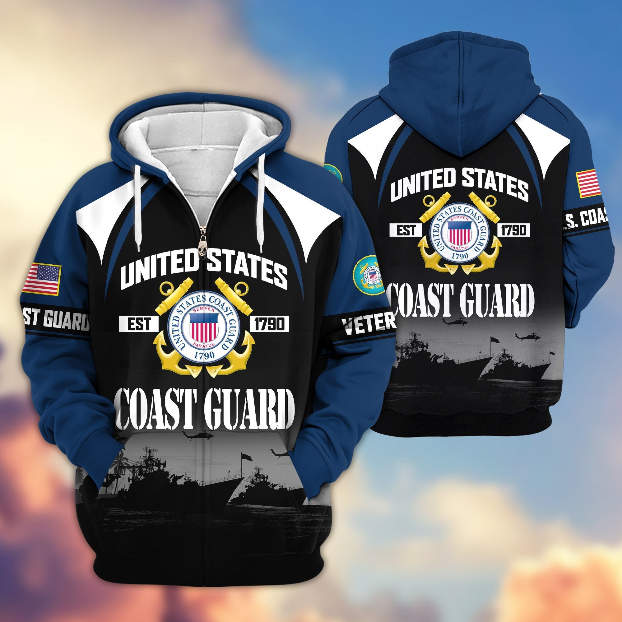 Premium US Veterans Zip Hoodie ATTN270822, Gifts For US Veterans, Gifts On Father's Day, Veterans Day.