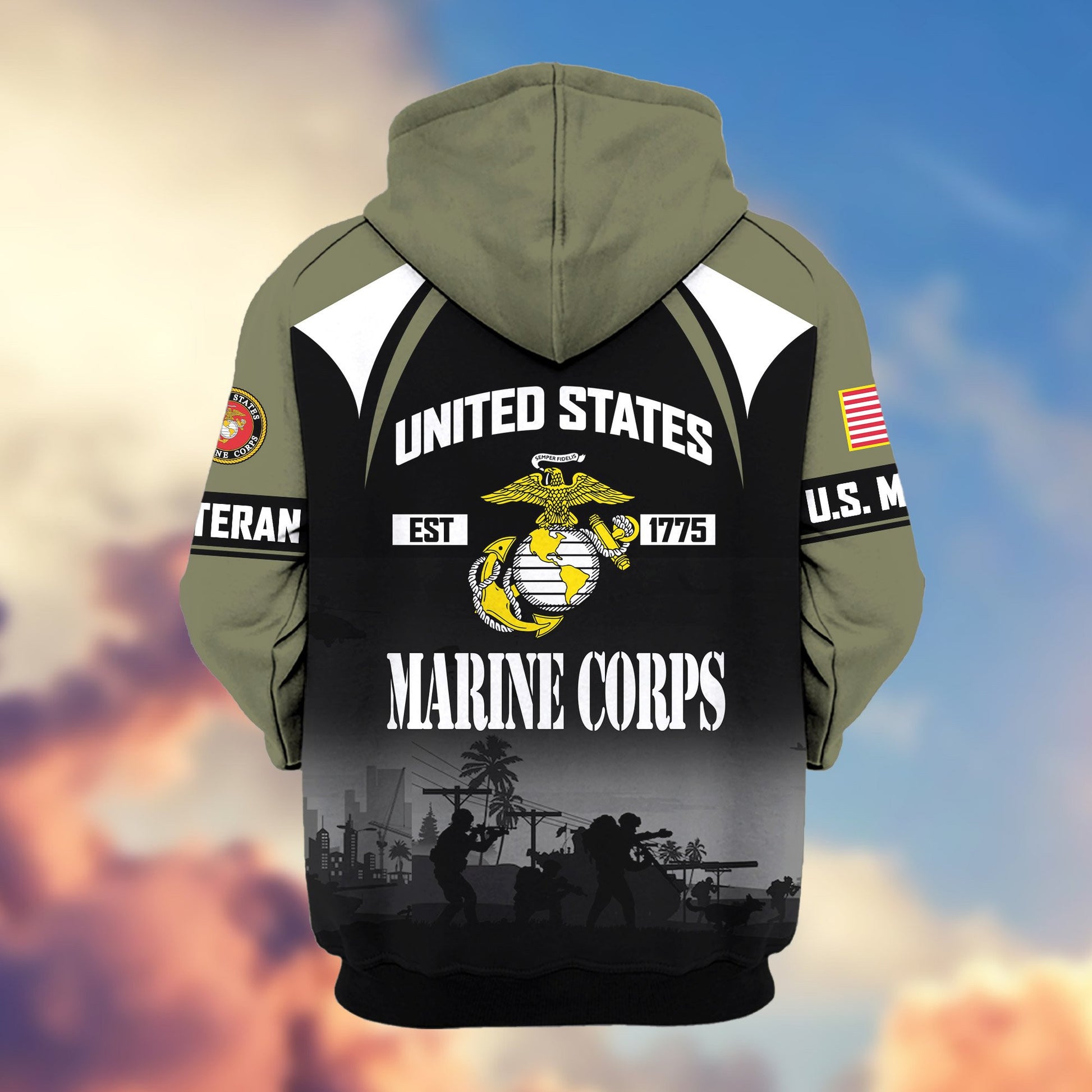 Premium US Veterans Zip Hoodie ATTN270822, Gifts For US Veterans, Gifts On Father's Day, Veterans Day.