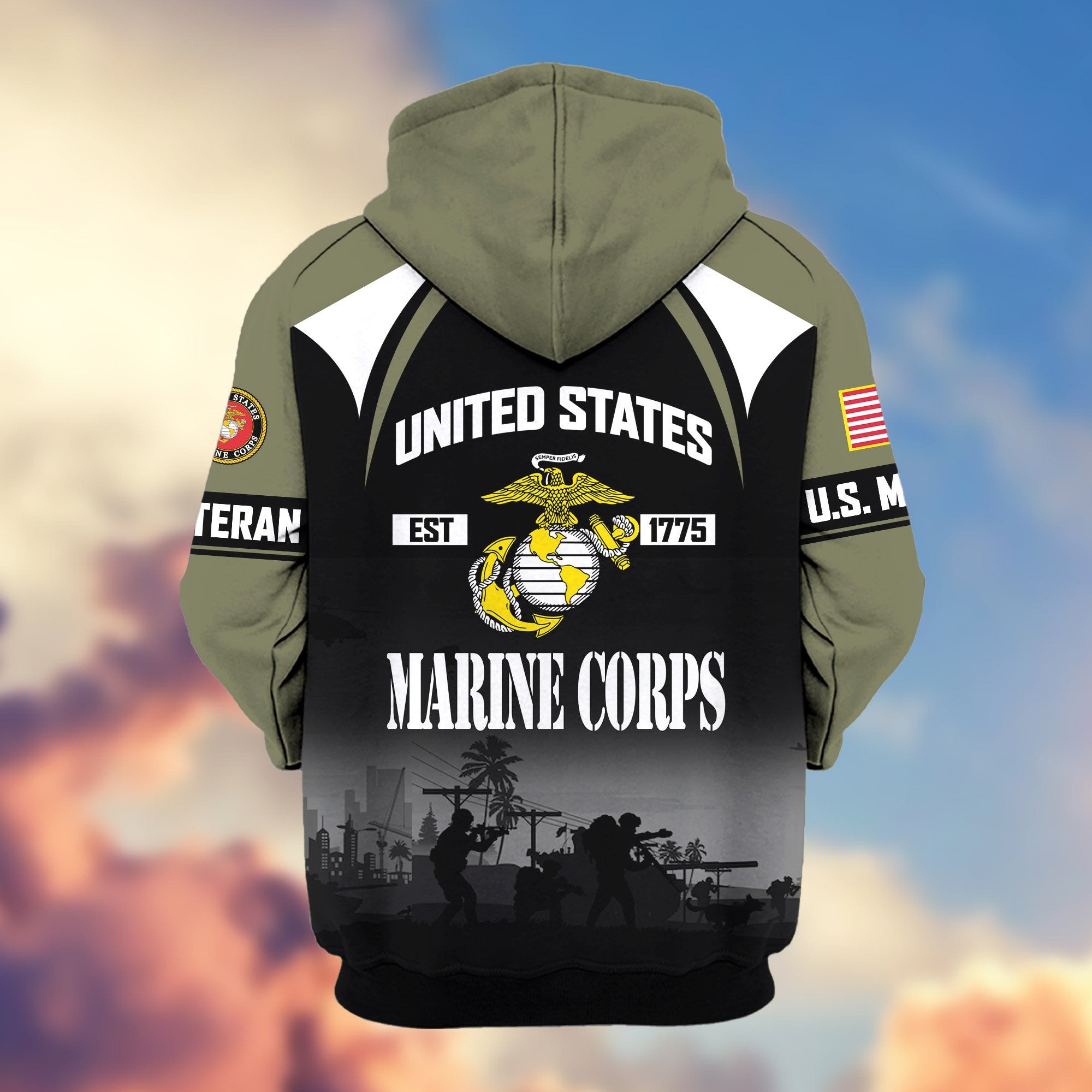 Premium US Veterans Zip Hoodie ATTN270822, Gifts For US Veterans, Gifts On Father's Day, Veterans Day.