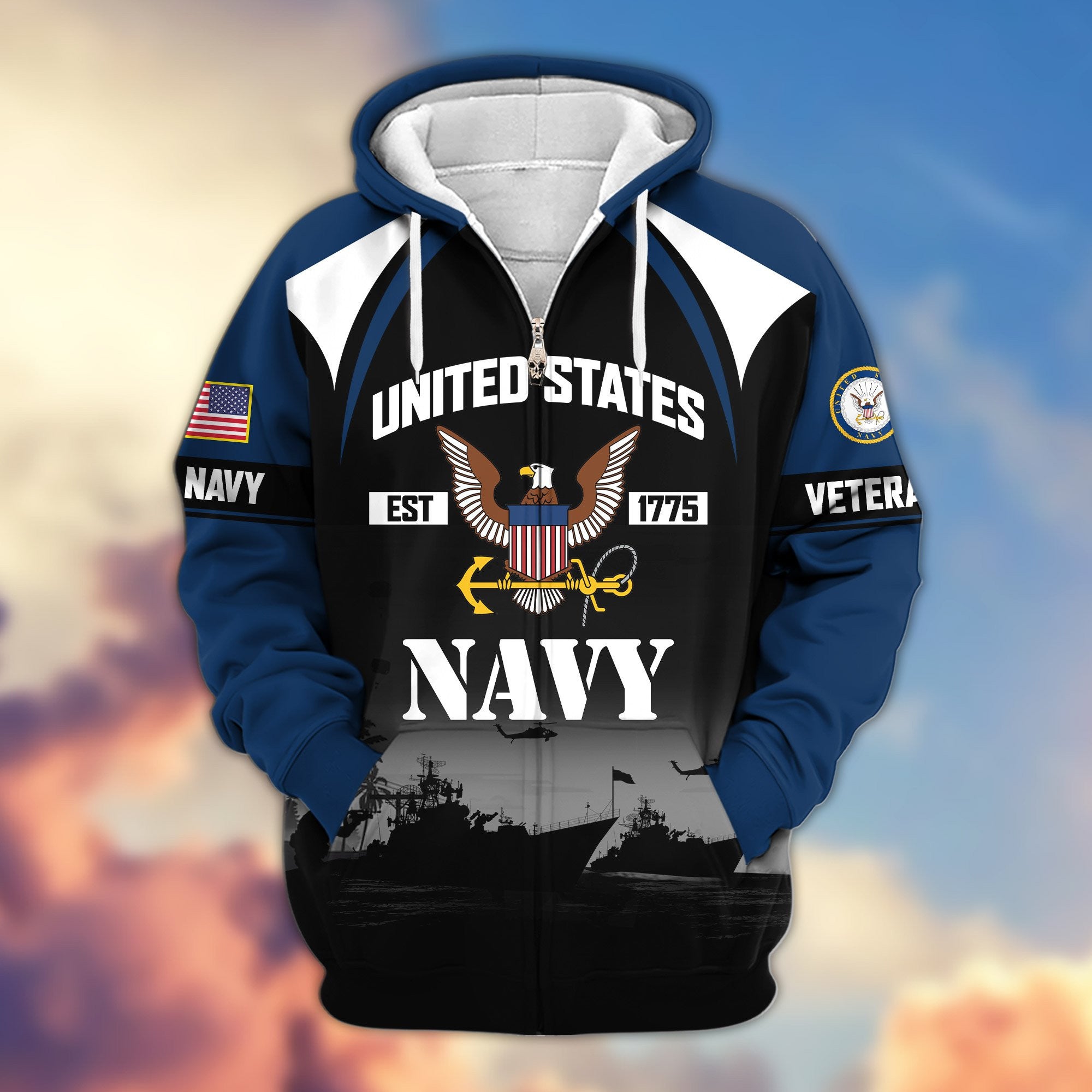 Premium US Veterans Zip Hoodie ATTN270822, Gifts For US Veterans, Gifts On Father's Day, Veterans Day.