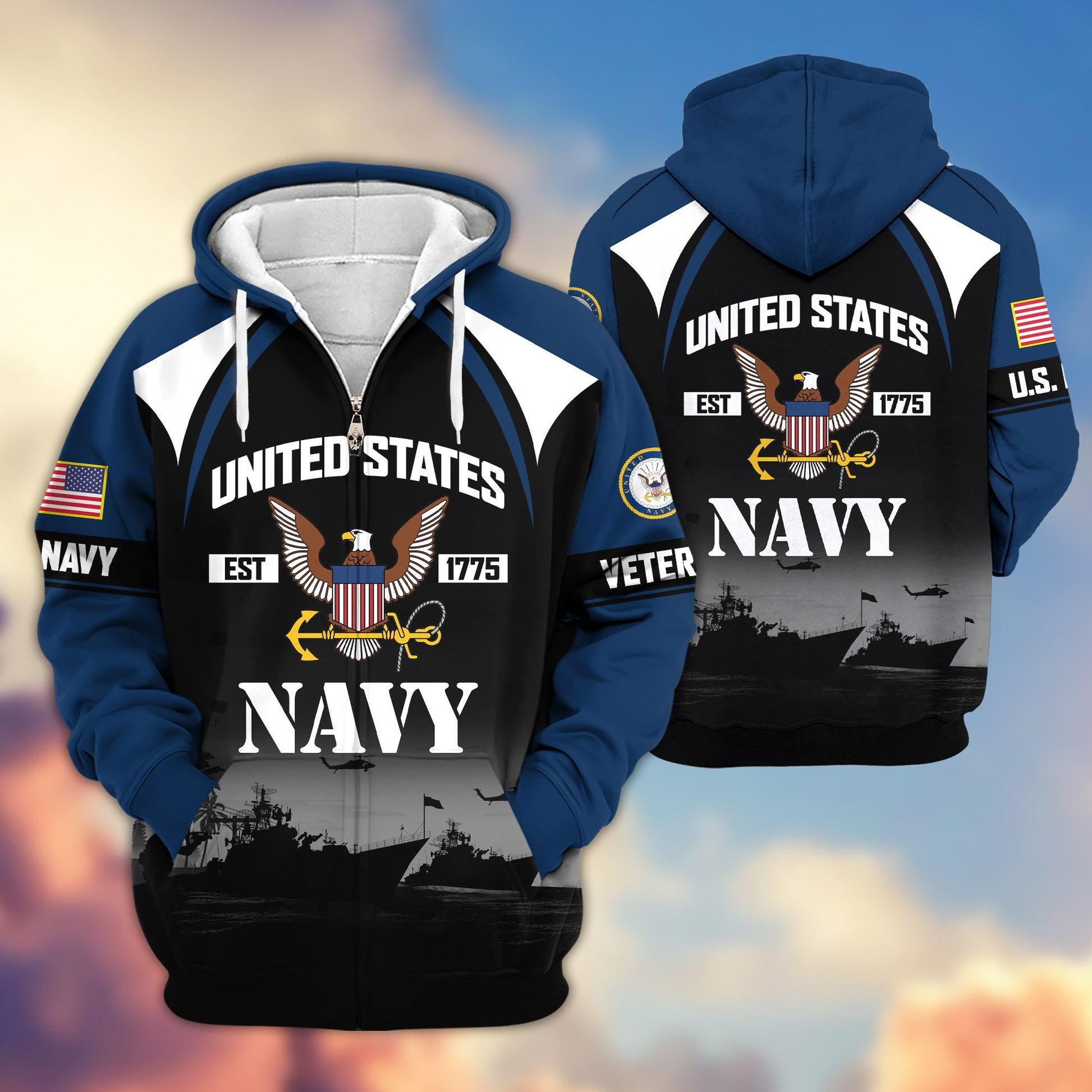 Premium US Veterans Zip Hoodie ATTN270822, Gifts For US Veterans, Gifts On Father's Day, Veterans Day.