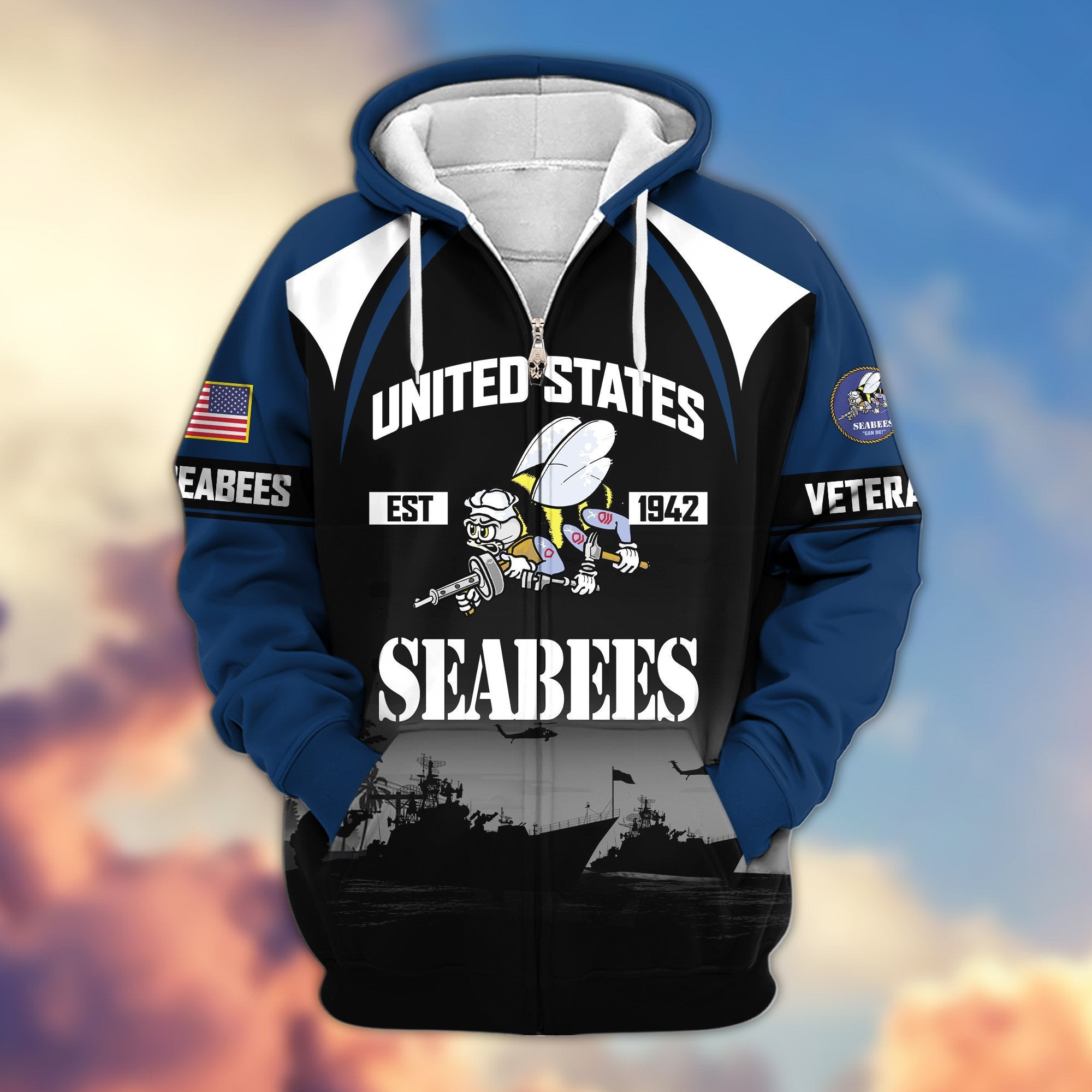 Premium US Veterans Zip Hoodie ATTN270822, Gifts For US Veterans, Gifts On Father's Day, Veterans Day.