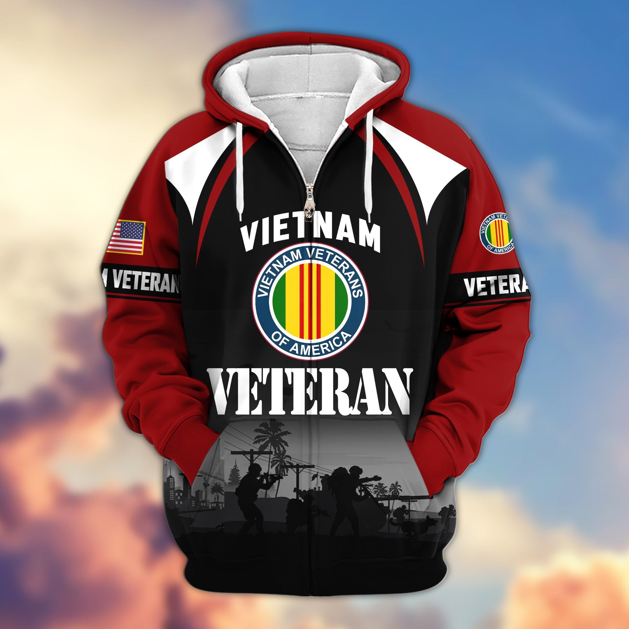 Premium US Veterans Zip Hoodie ATTN270822, Gifts For US Veterans, Gifts On Father's Day, Veterans Day.