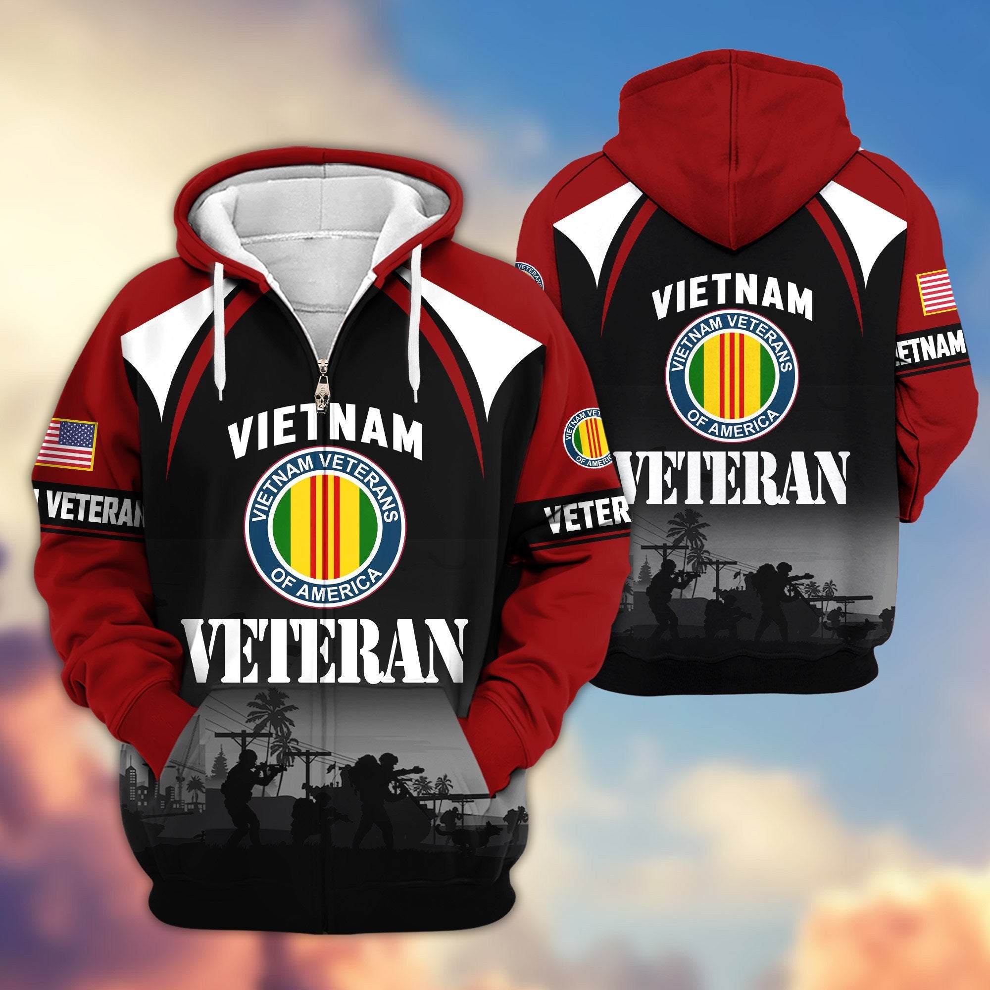 Premium US Veterans Zip Hoodie ATTN270822, Gifts For US Veterans, Gifts On Father's Day, Veterans Day.