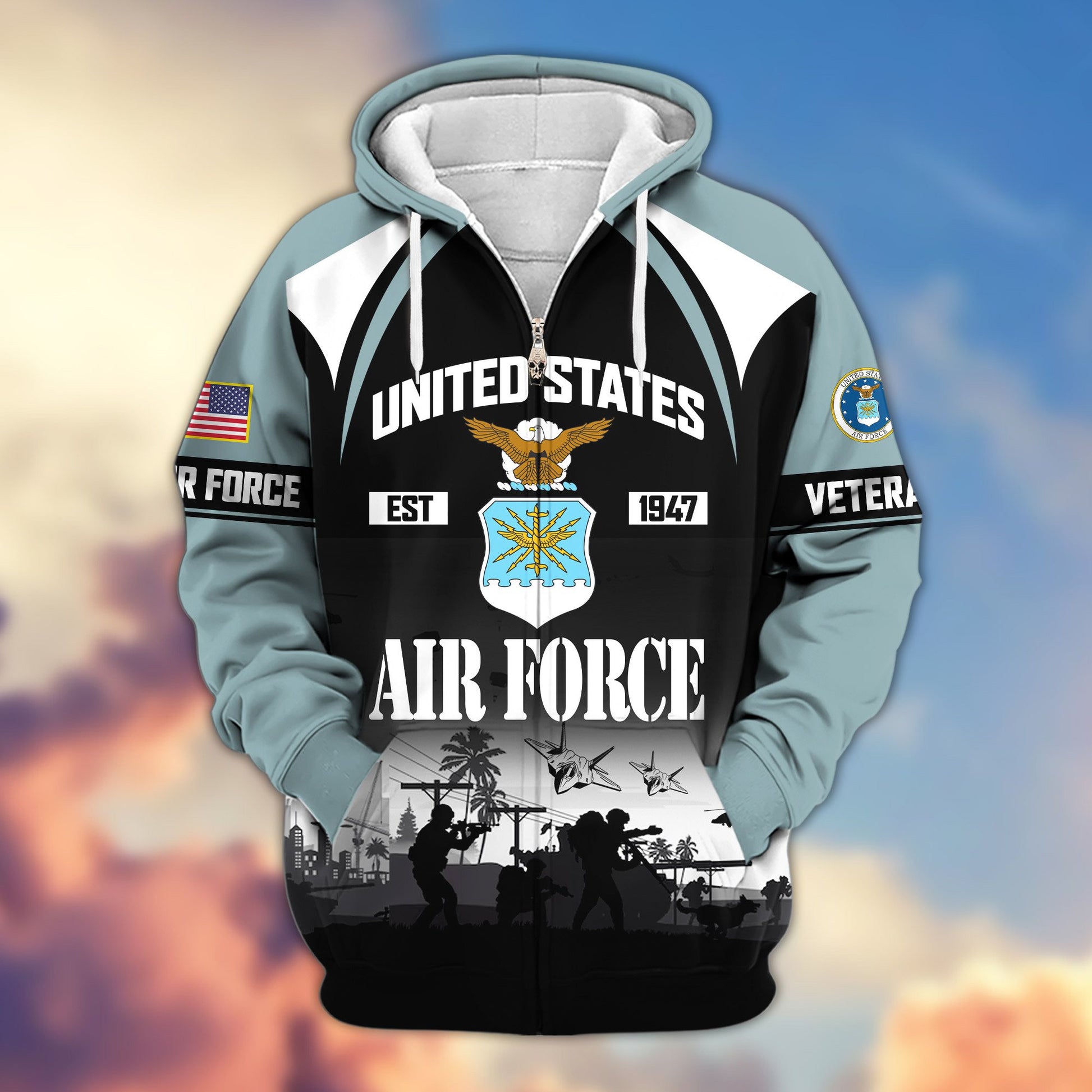 Premium US Veterans Zip Hoodie ATTN270822, Gifts For US Veterans, Gifts On Father's Day, Veterans Day.
