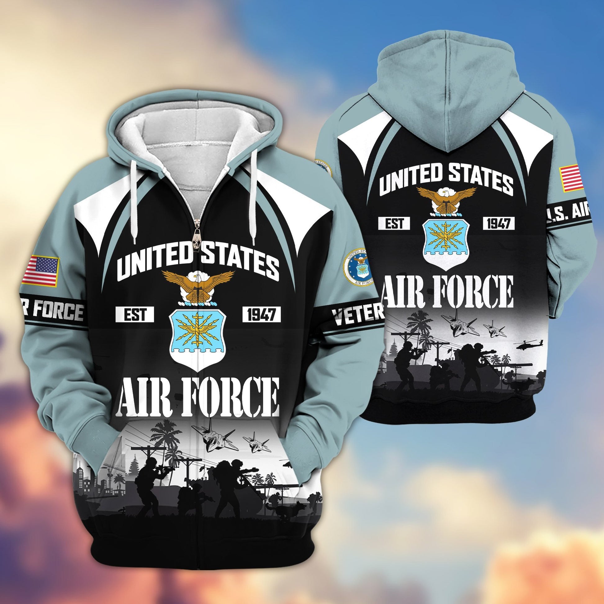 Premium US Veterans Zip Hoodie ATTN270822, Gifts For US Veterans, Gifts On Father's Day, Veterans Day.