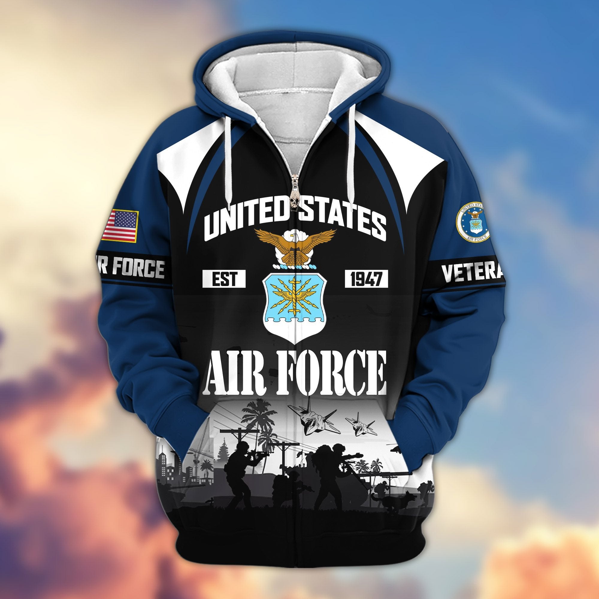 Premium US Veterans Zip Hoodie ATTN270822, Gifts For US Veterans, Gifts On Father's Day, Veterans Day.