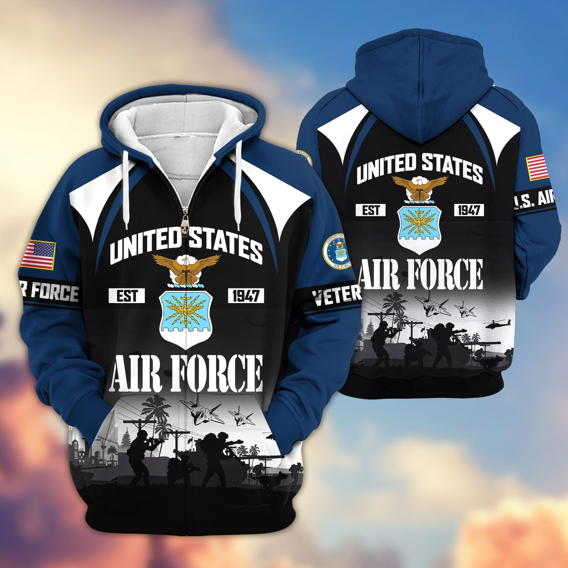 Premium US Veterans Zip Hoodie ATTN270822, Gifts For US Veterans, Gifts On Father's Day, Veterans Day.