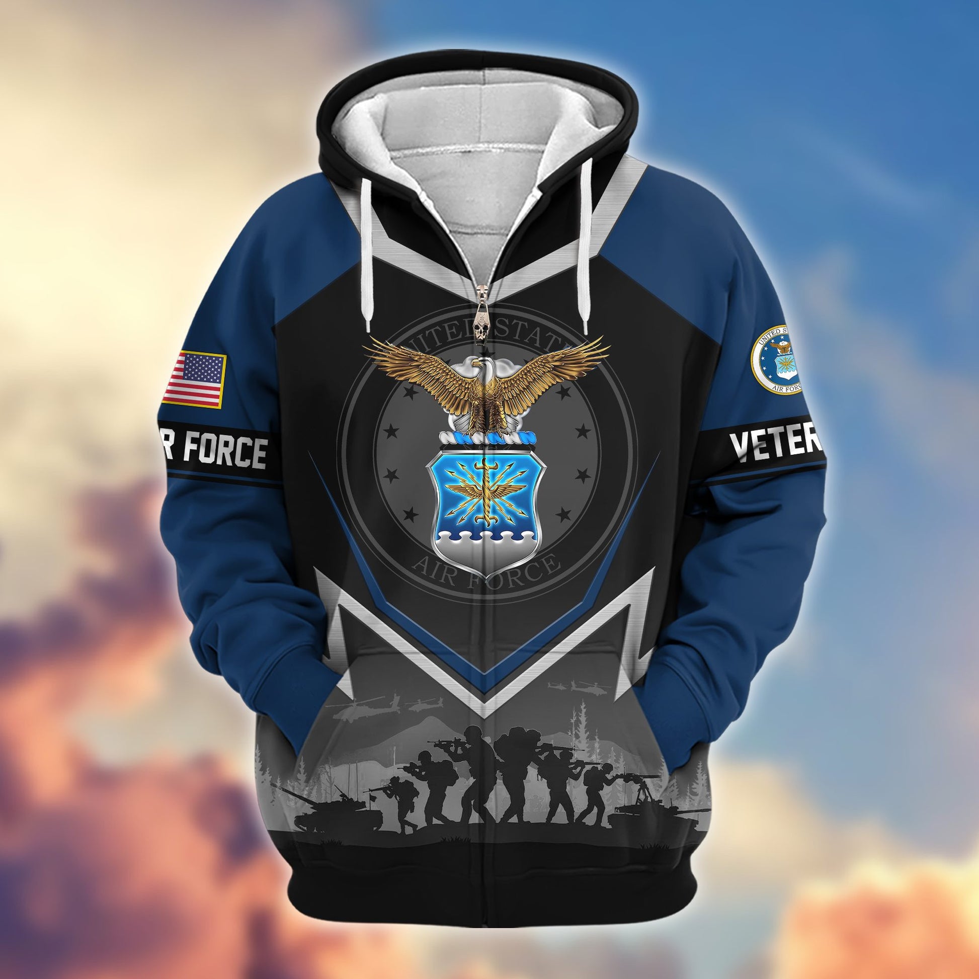 Premium US Veterans Zip Hoodie BPHN120911, Gifts For US Veterans, Gifts On Father's Day, Veterans Day.