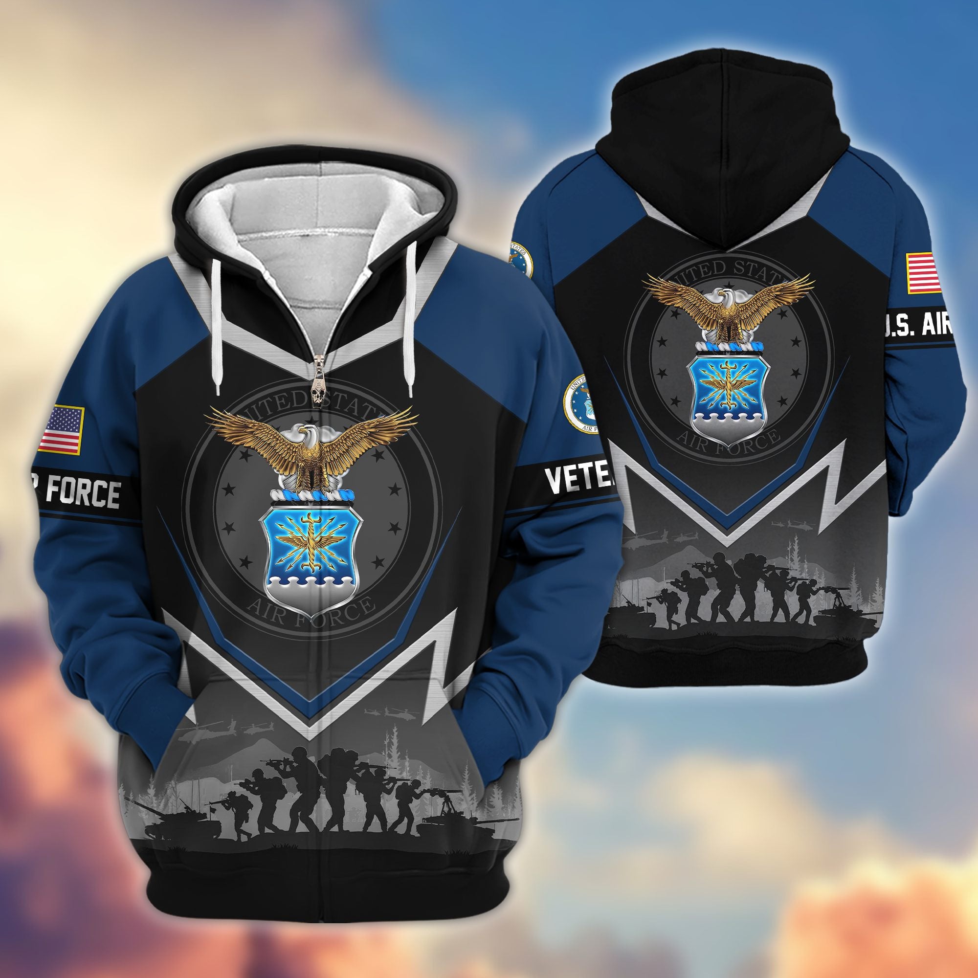 Premium US Veterans Zip Hoodie BPHN120911, Gifts For US Veterans, Gifts On Father's Day, Veterans Day.