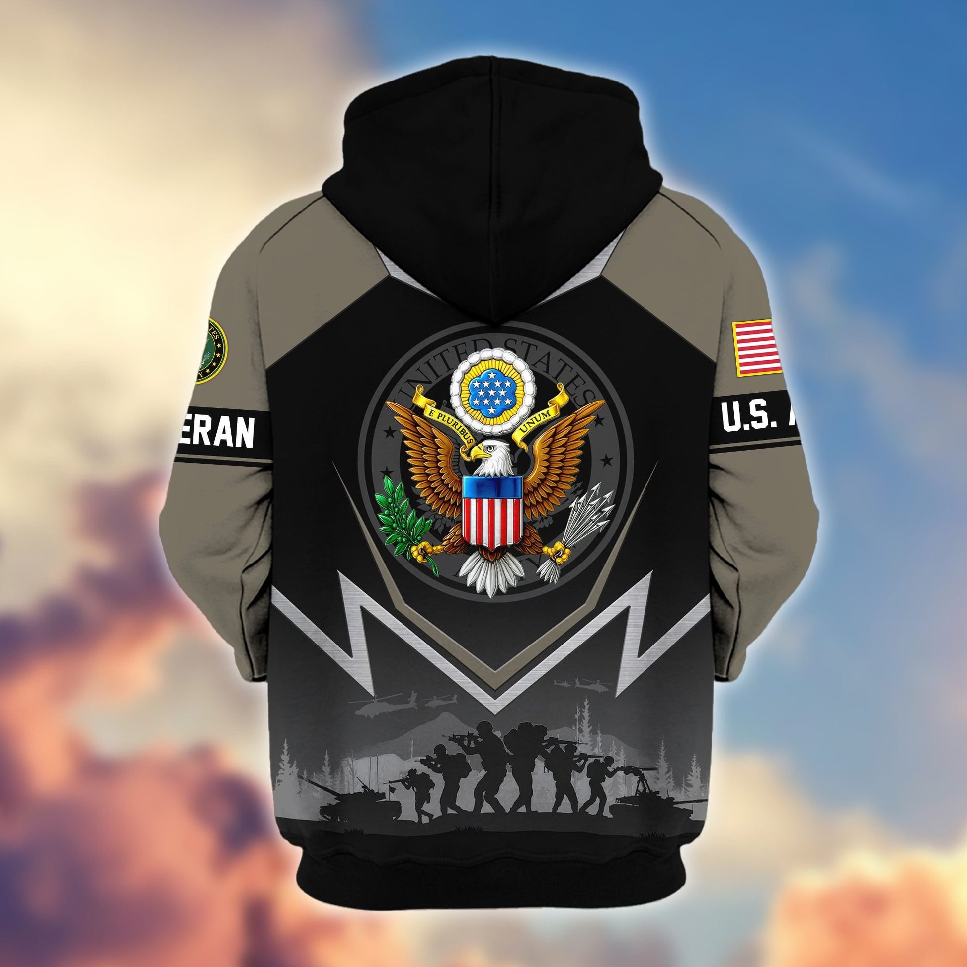 Premium US Veterans Zip Hoodie BPHN120911, Gifts For US Veterans, Gifts On Father's Day, Veterans Day.