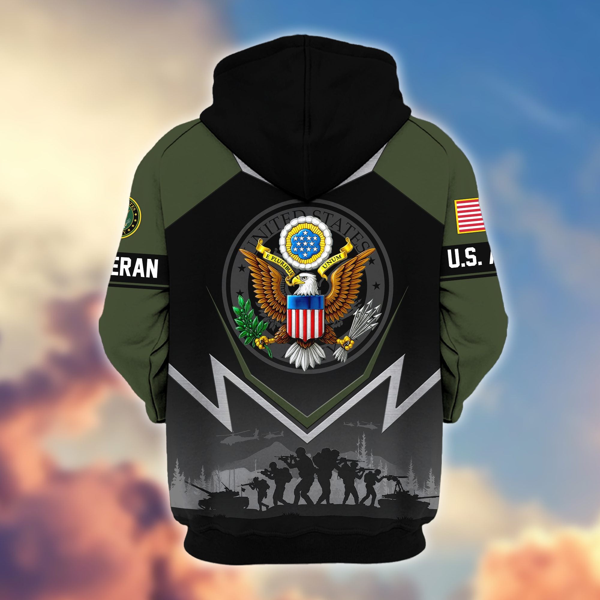 Premium US Veterans Zip Hoodie BPHN120911, Gifts For US Veterans, Gifts On Father's Day, Veterans Day.