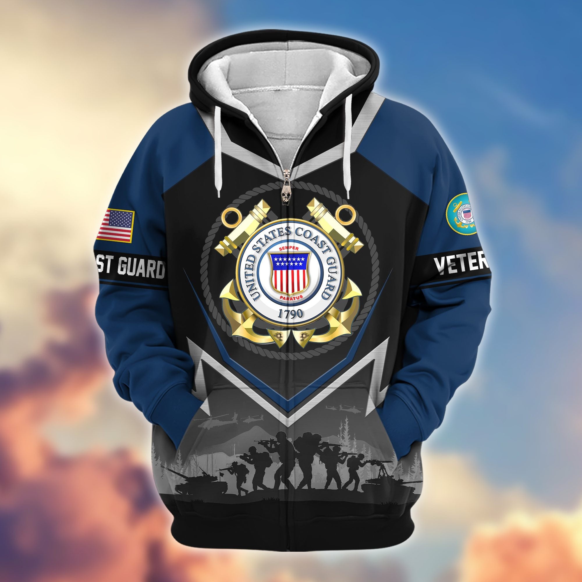 Premium US Veterans Zip Hoodie BPHN120911, Gifts For US Veterans, Gifts On Father's Day, Veterans Day.