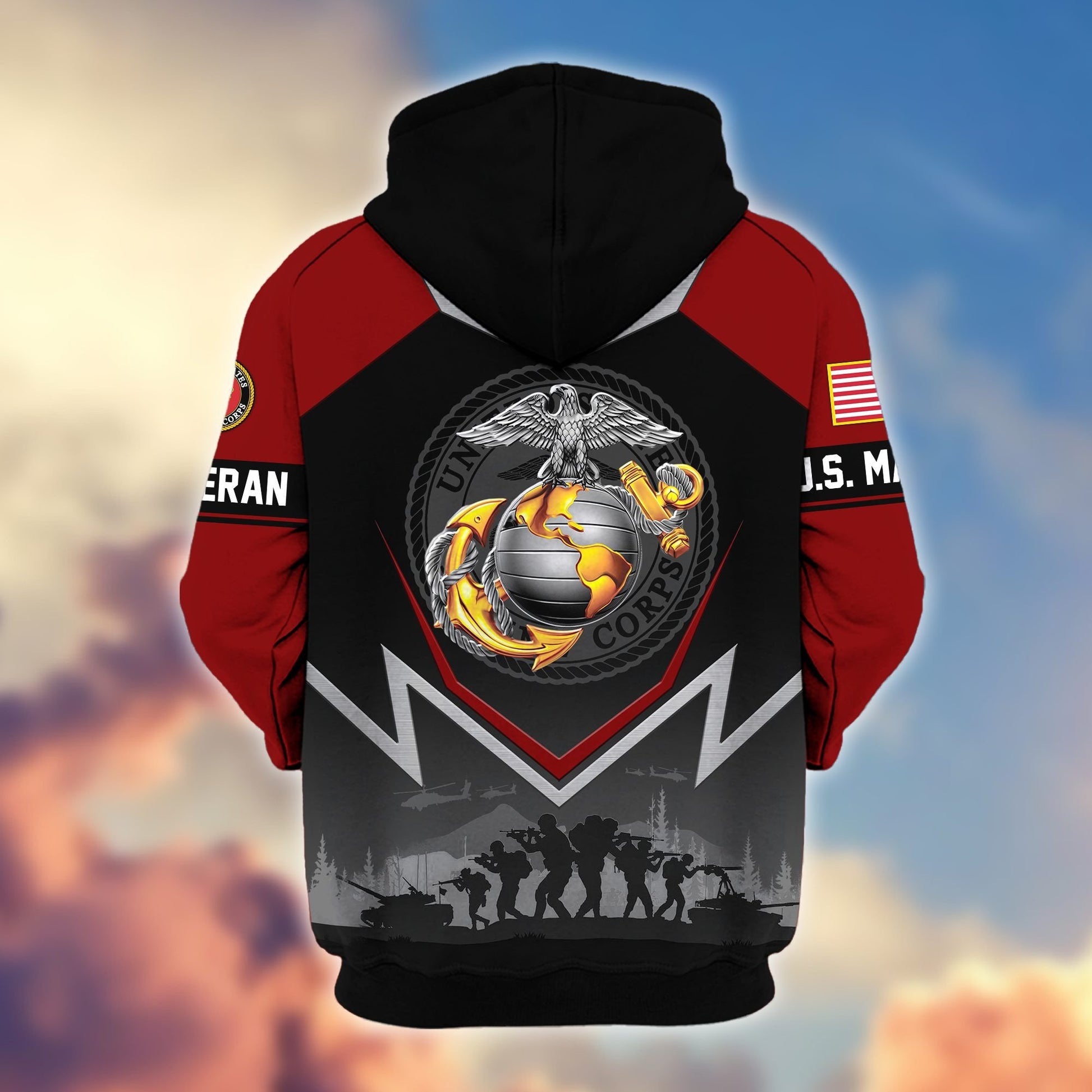 Premium US Veterans Zip Hoodie BPHN120911, Gifts For US Veterans, Gifts On Father's Day, Veterans Day.