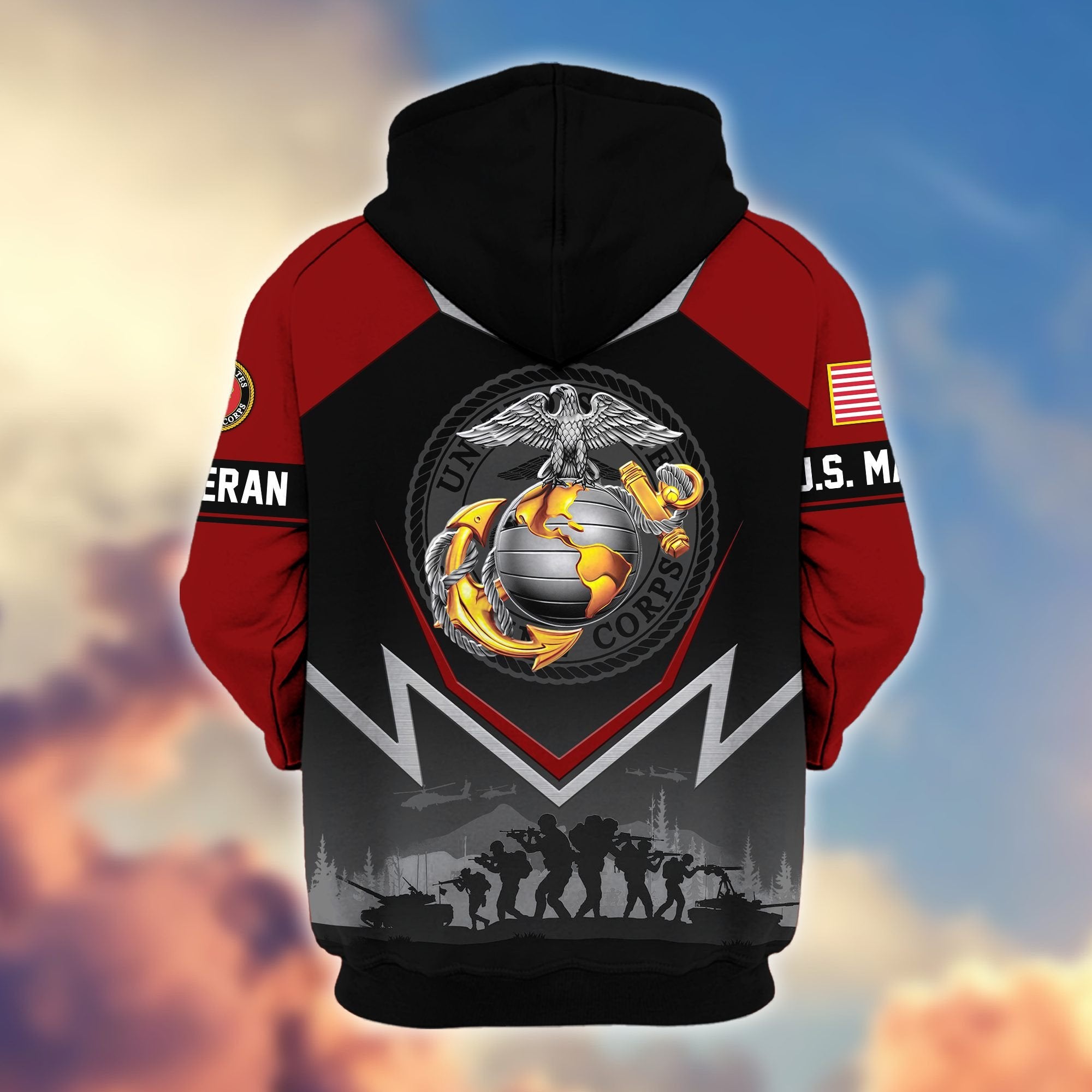 Premium US Veterans Zip Hoodie BPHN120911, Gifts For US Veterans, Gifts On Father's Day, Veterans Day.