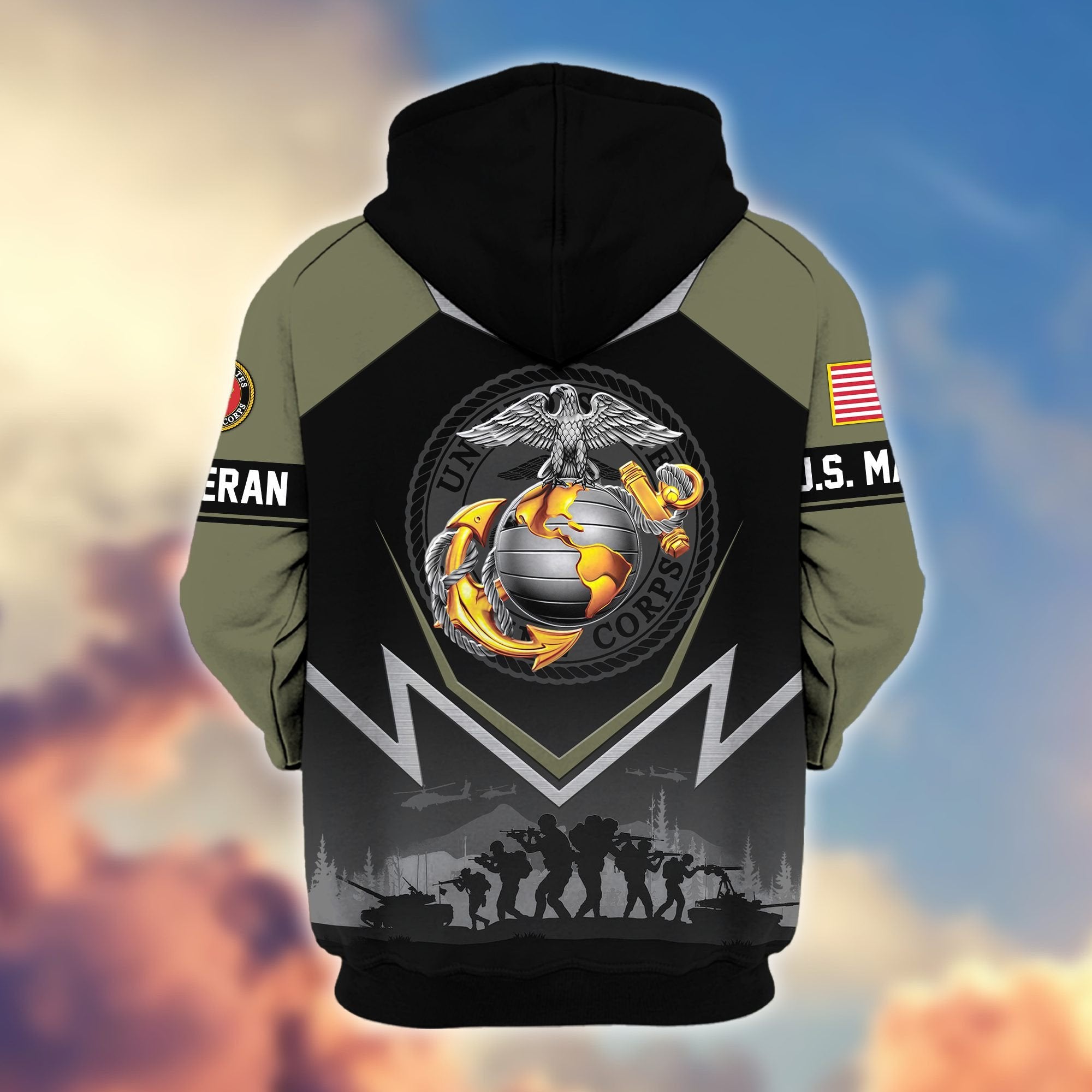 Premium US Veterans Zip Hoodie BPHN120911, Gifts For US Veterans, Gifts On Father's Day, Veterans Day.