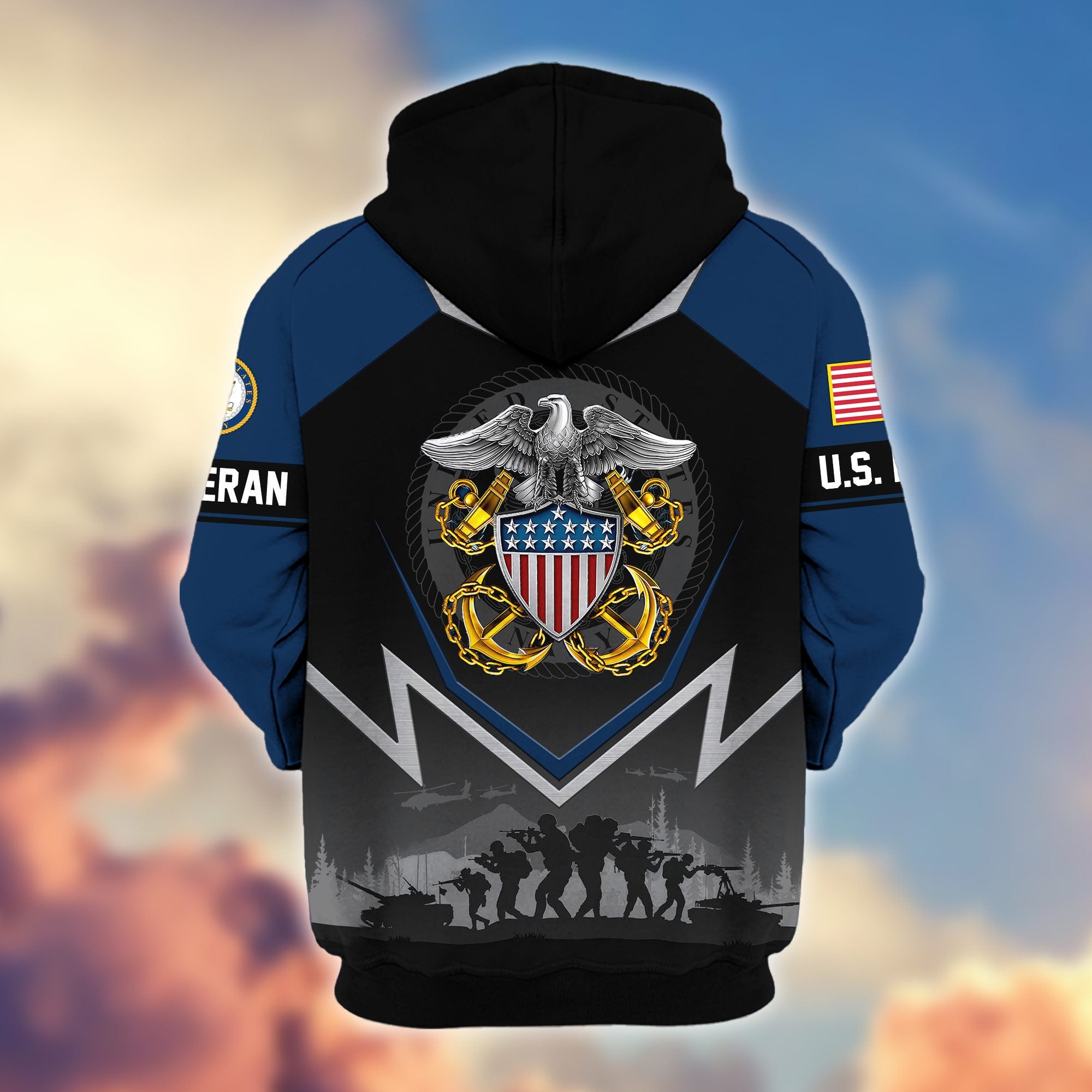 Premium US Veterans Zip Hoodie BPHN120911, Gifts For US Veterans, Gifts On Father's Day, Veterans Day.