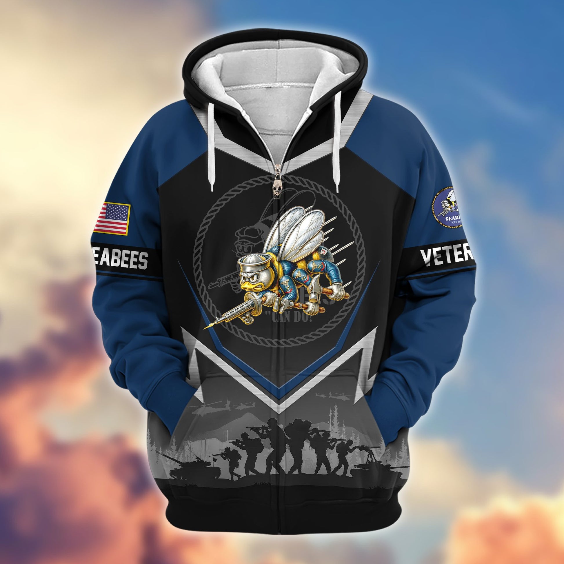 Premium US Veterans Zip Hoodie BPHN120911, Gifts For US Veterans, Gifts On Father's Day, Veterans Day.