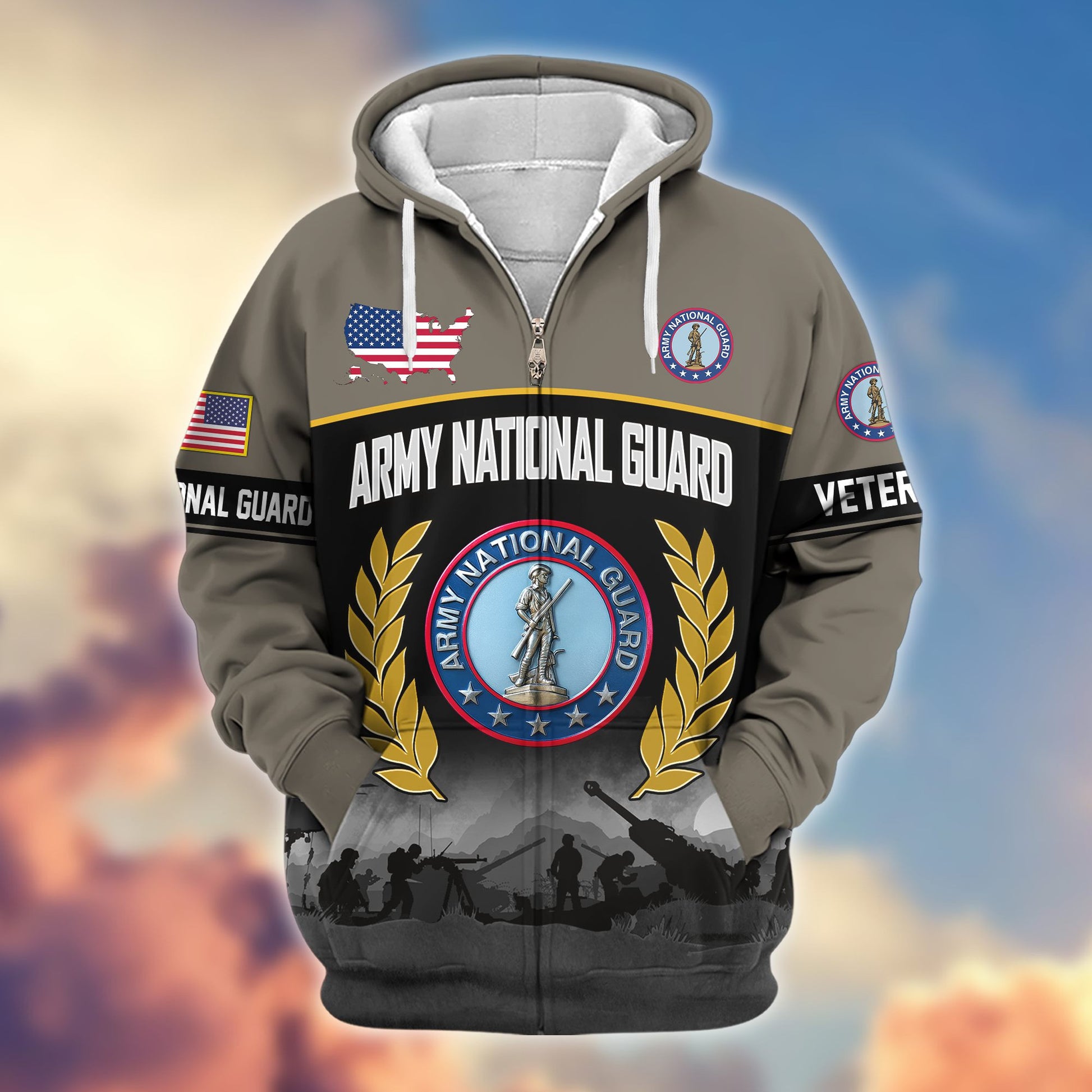 Premium US Veterans Zip Hoodie BPHN170913, Gifts For US Veterans, Gifts On Father's Day, Veterans Day.