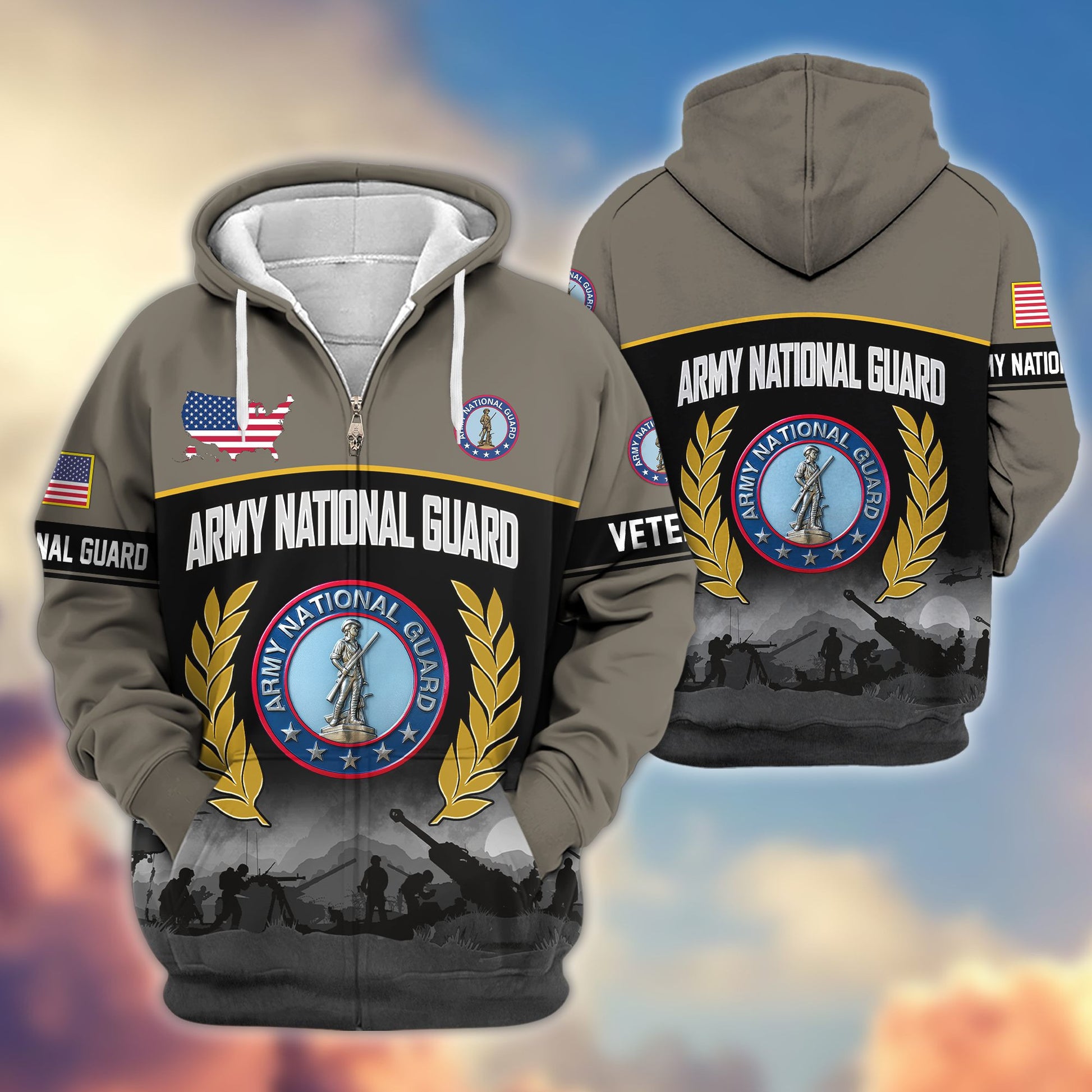 Premium US Veterans Zip Hoodie BPHN170913, Gifts For US Veterans, Gifts On Father's Day, Veterans Day.