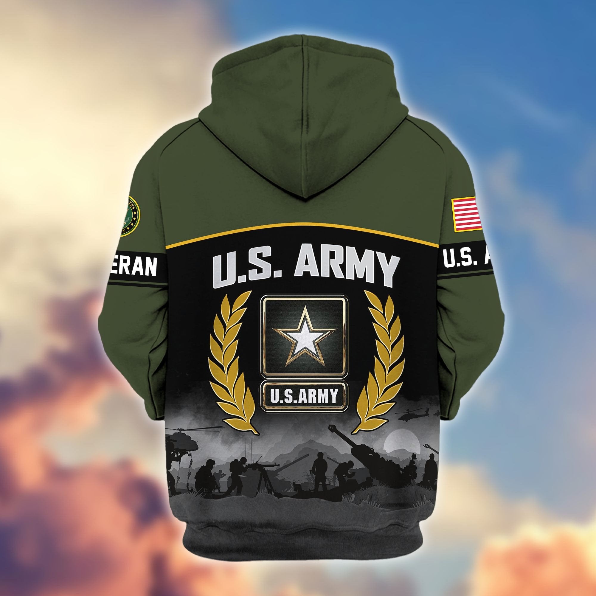Premium US Veterans Zip Hoodie BPHN170913, Gifts For US Veterans, Gifts On Father's Day, Veterans Day.