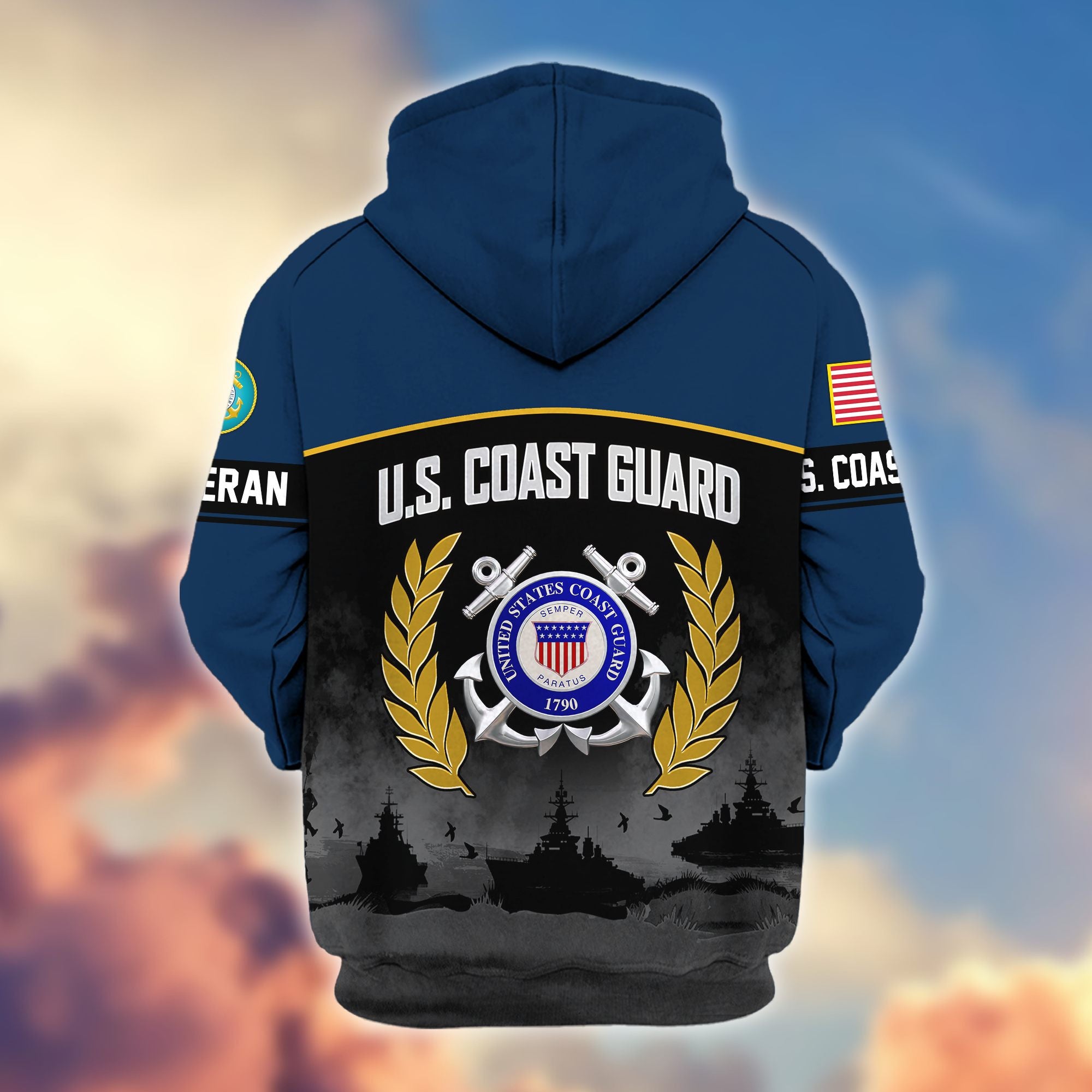 Premium US Veterans Zip Hoodie BPHN170913, Gifts For US Veterans, Gifts On Father's Day, Veterans Day.