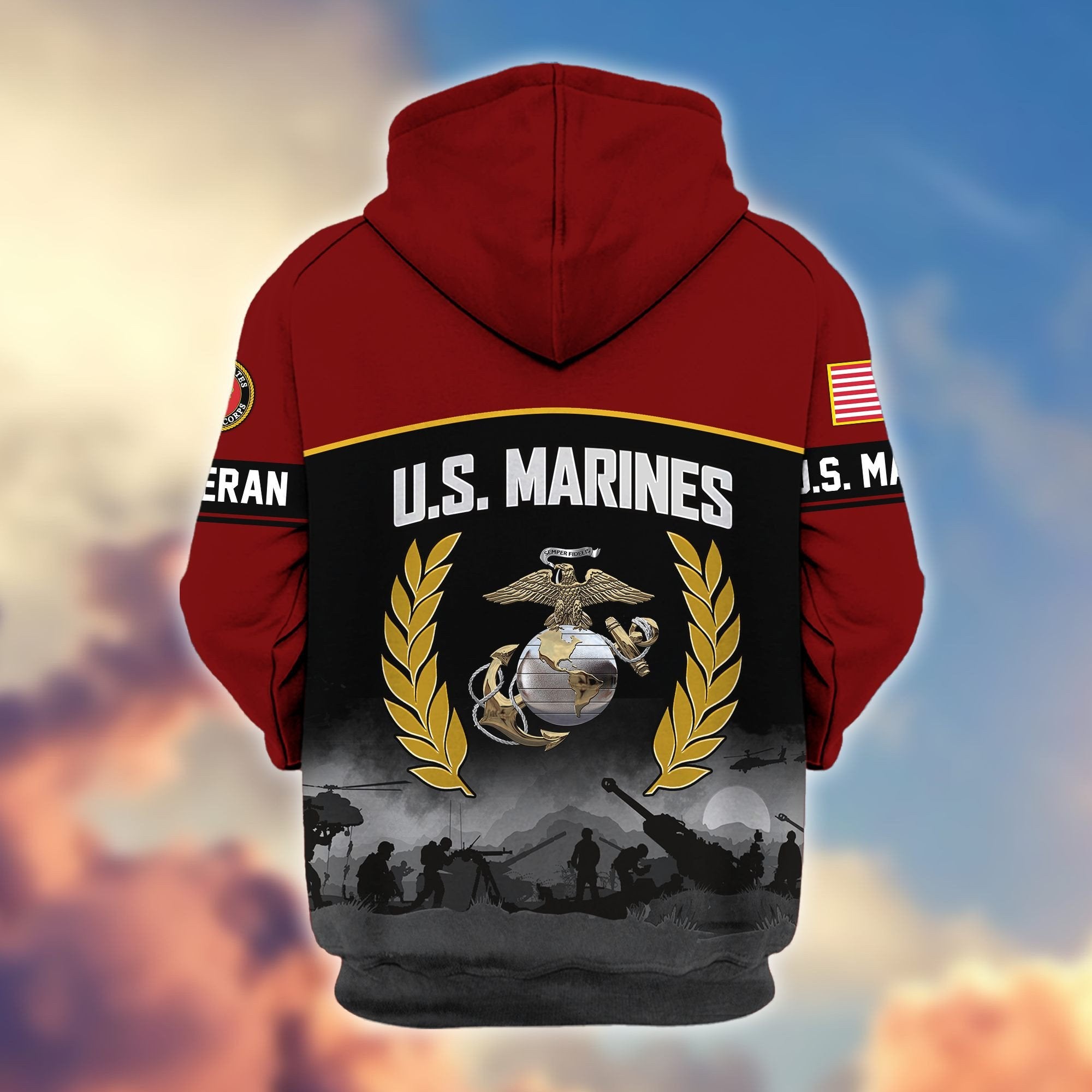 Premium US Veterans Zip Hoodie BPHN170913, Gifts For US Veterans, Gifts On Father's Day, Veterans Day.