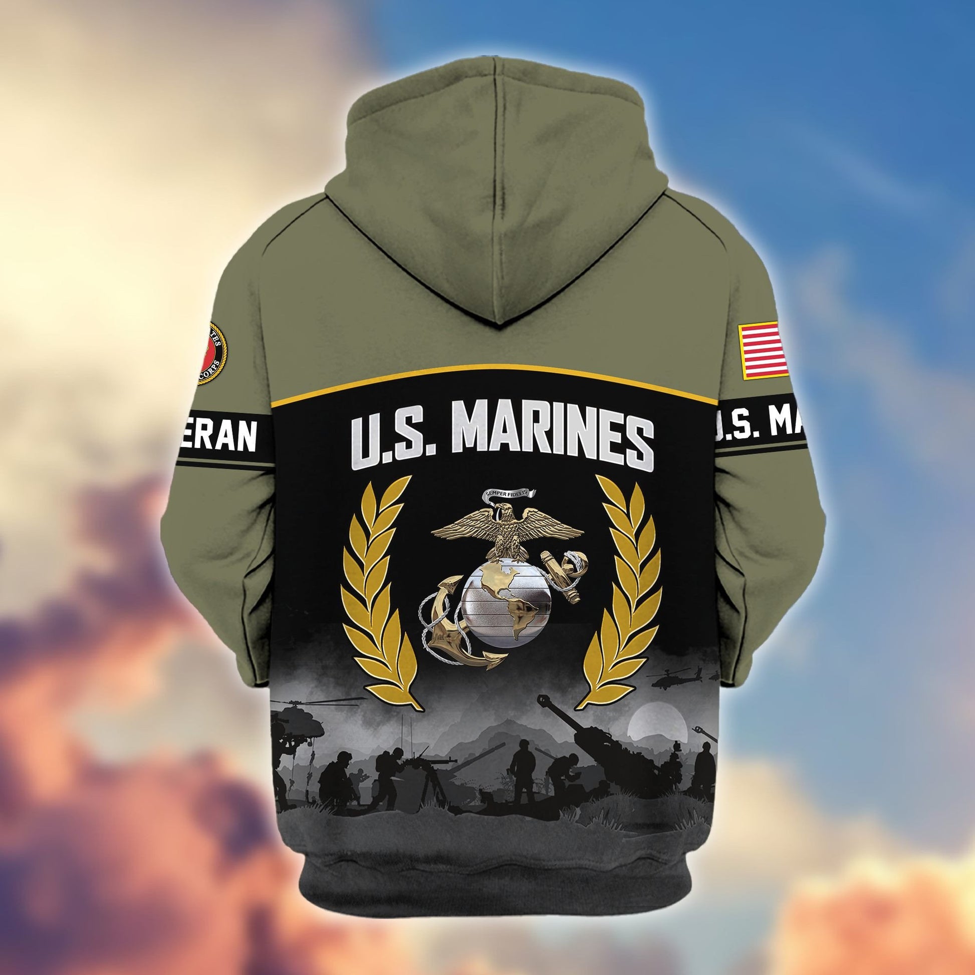 Premium US Veterans Zip Hoodie BPHN170913, Gifts For US Veterans, Gifts On Father's Day, Veterans Day.