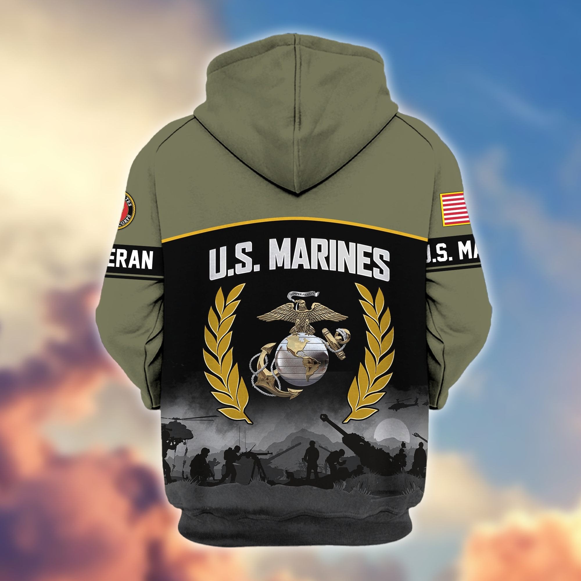 Premium US Veterans Zip Hoodie BPHN170913, Gifts For US Veterans, Gifts On Father's Day, Veterans Day.