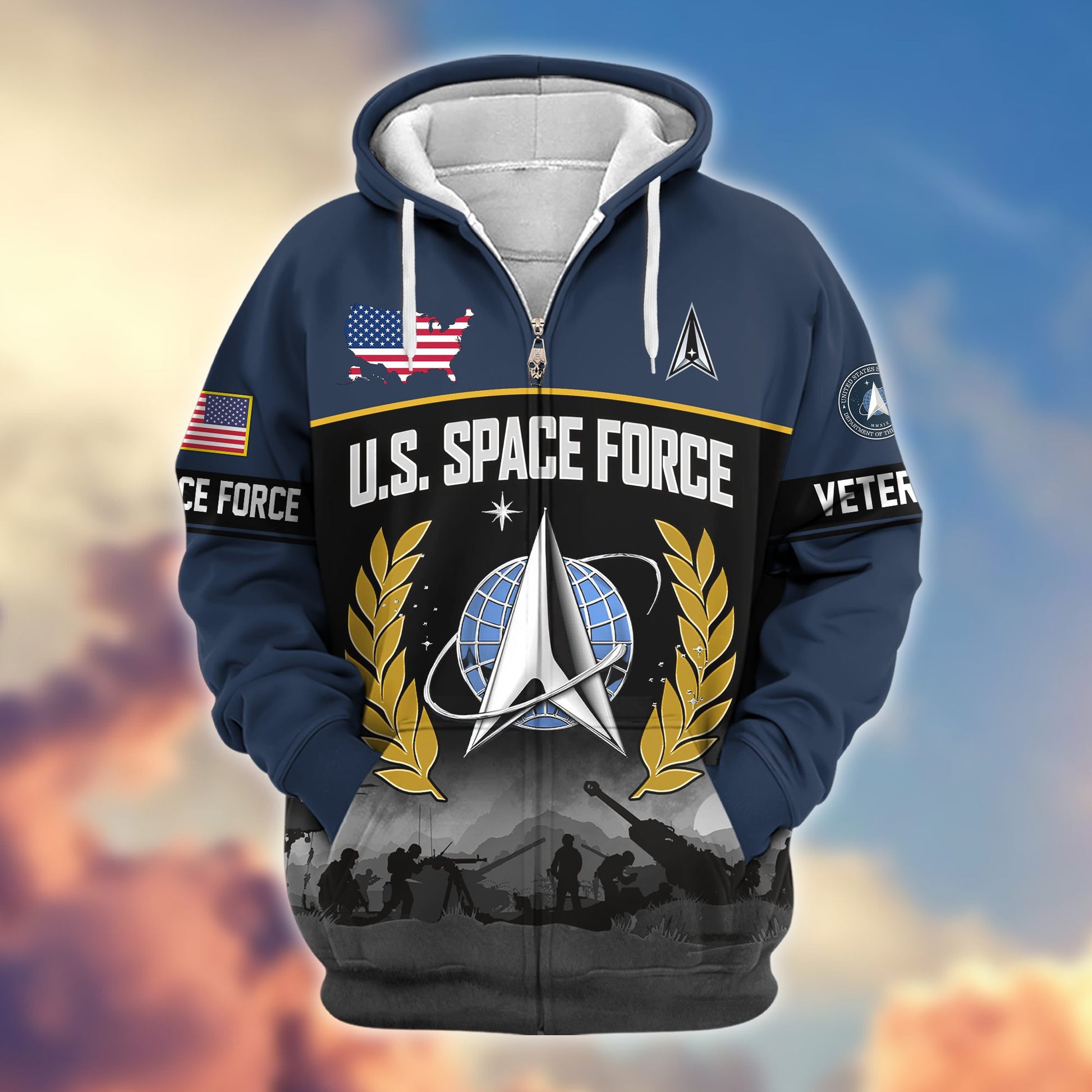 Premium US Veterans Zip Hoodie BPHN170913, Gifts For US Veterans, Gifts On Father's Day, Veterans Day.