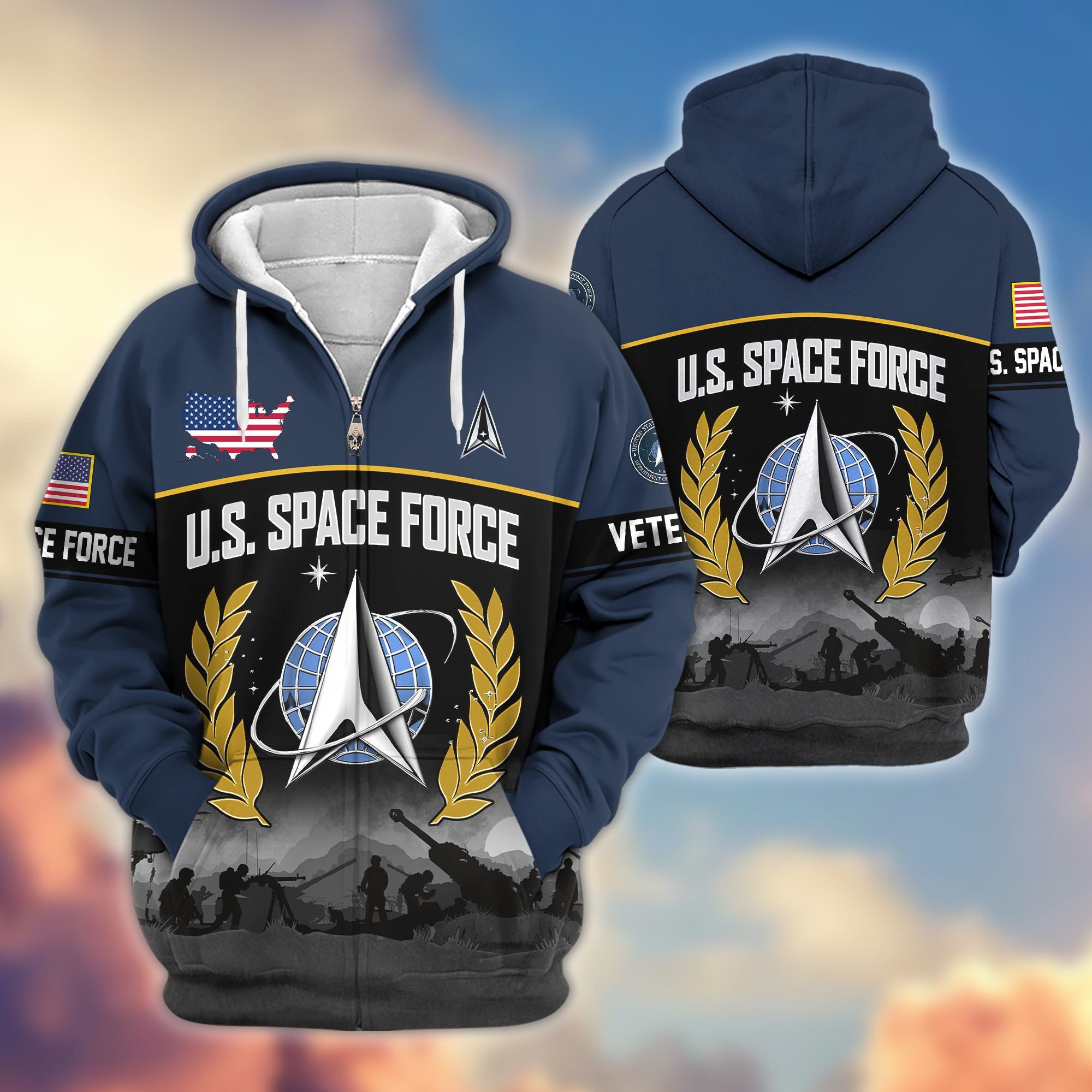 Premium US Veterans Zip Hoodie BPHN170913, Gifts For US Veterans, Gifts On Father's Day, Veterans Day.