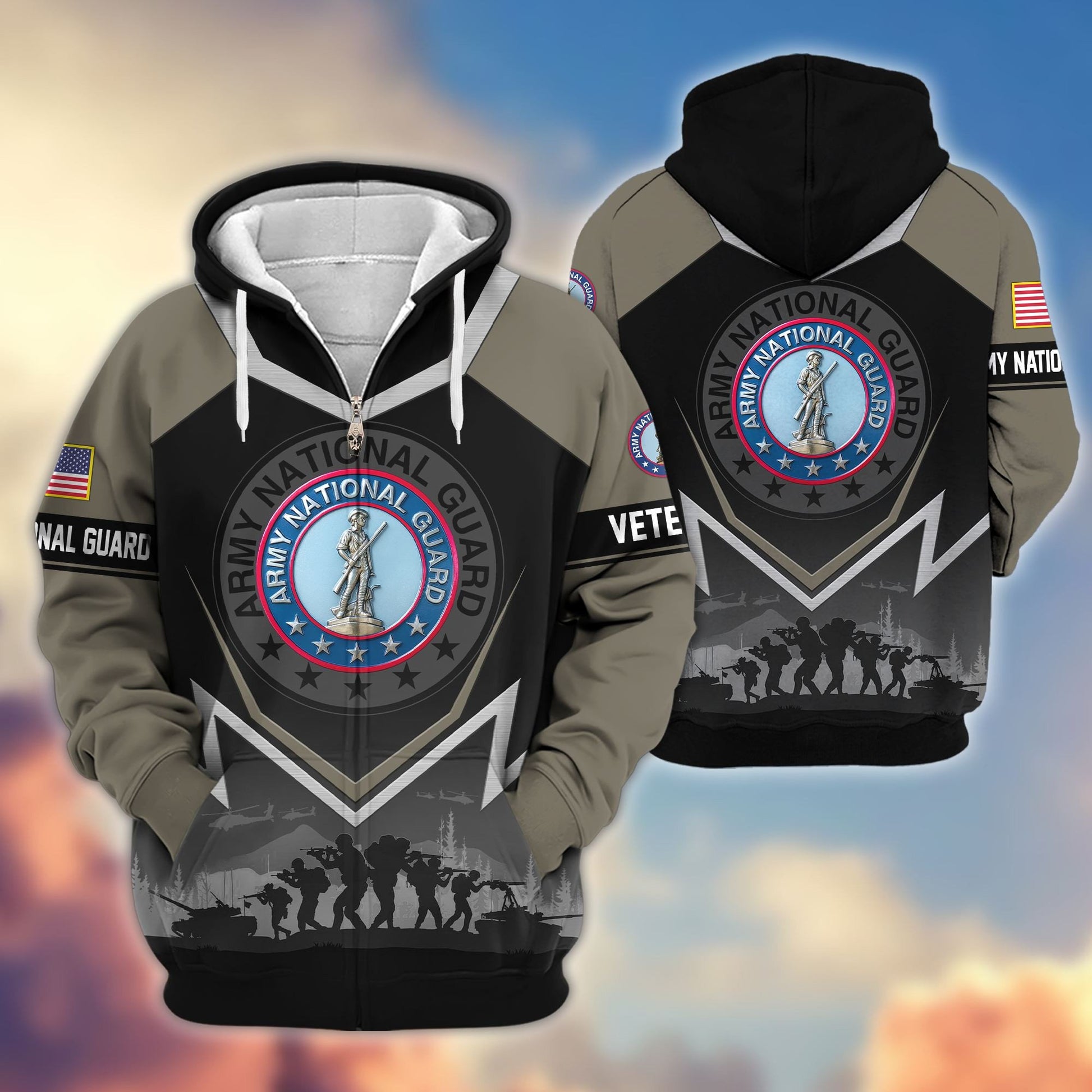 Premium US Veterans Zip Hoodie BPHN120911, Gifts For US Veterans, Gifts On Father's Day, Veterans Day.
