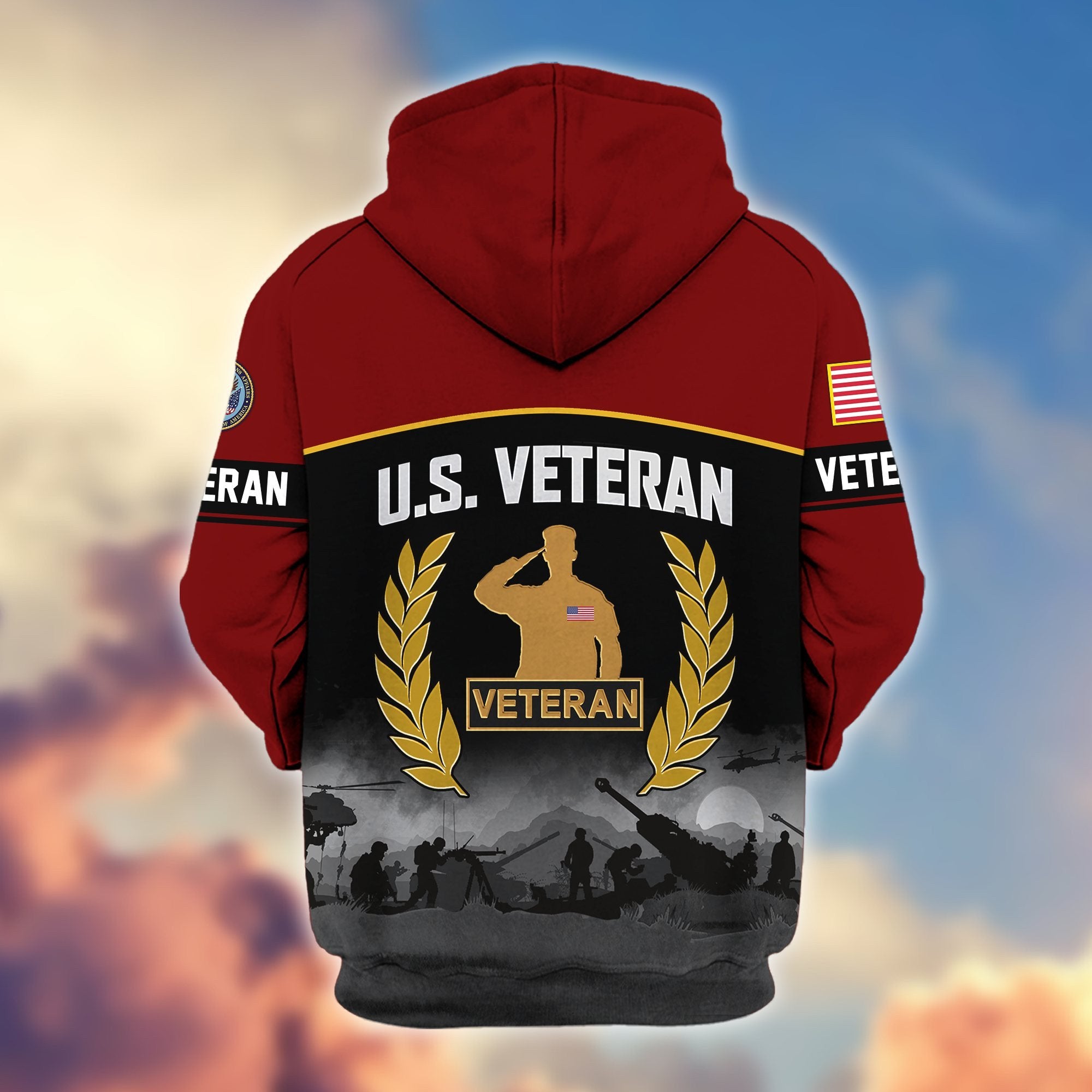 Premium US Veterans Zip Hoodie BPHN170913, Gifts For US Veterans, Gifts On Father's Day, Veterans Day.