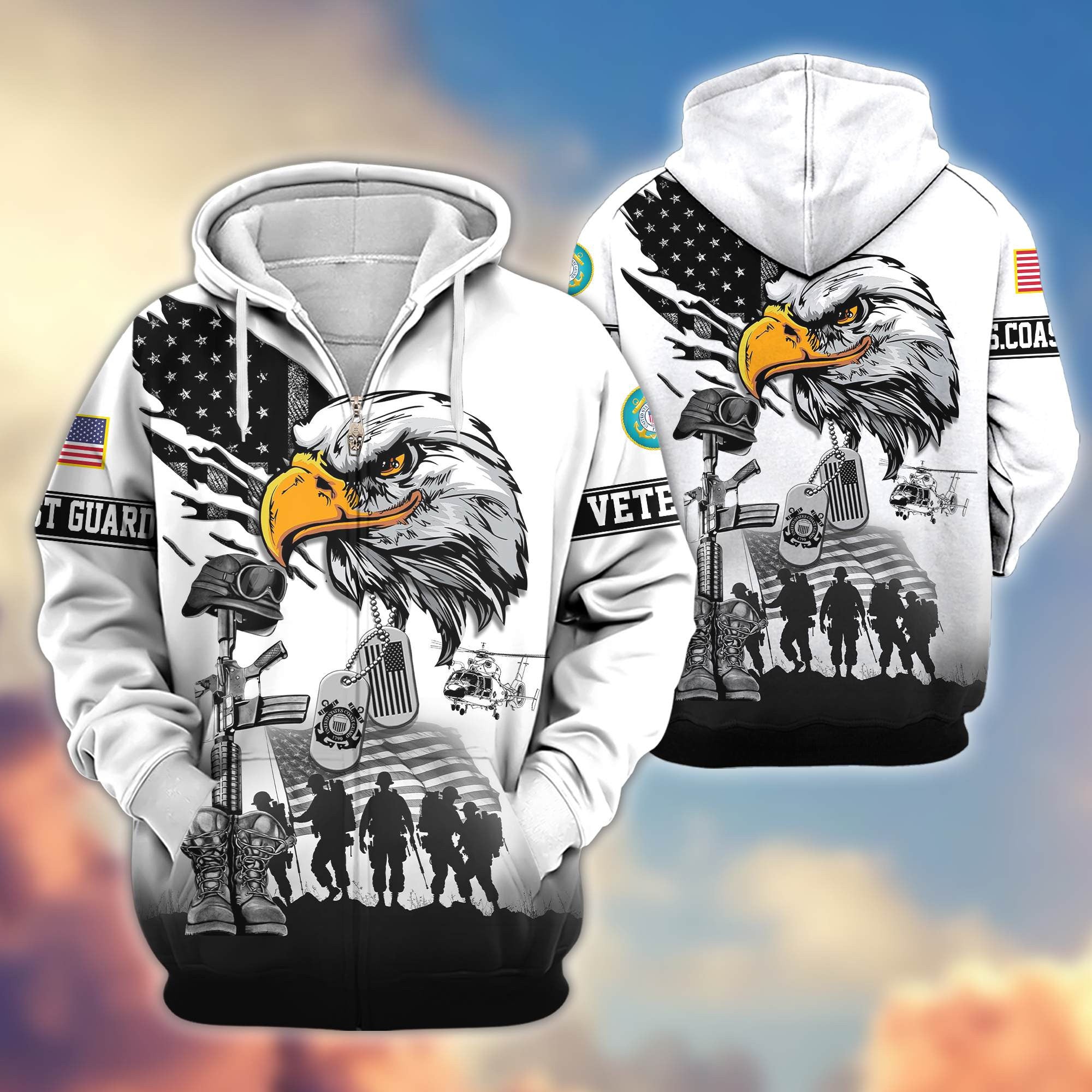 Premium US Veterans Zip Hoodie BPHN030916, Gifts For US Veterans, Gifts On Father's Day, Veterans Day.