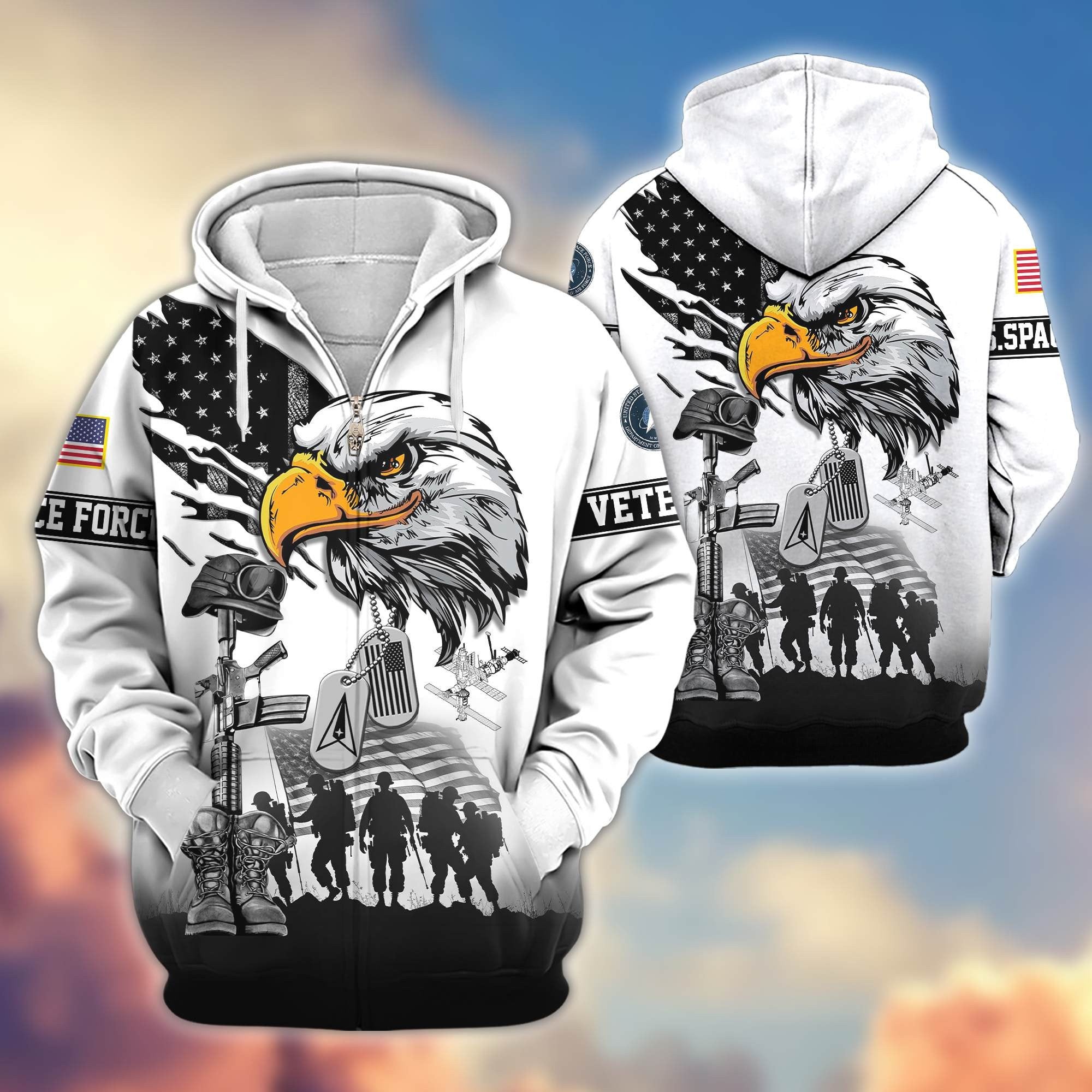 Premium US Veterans Zip Hoodie BPHN030916, Gifts For US Veterans, Gifts On Father's Day, Veterans Day.