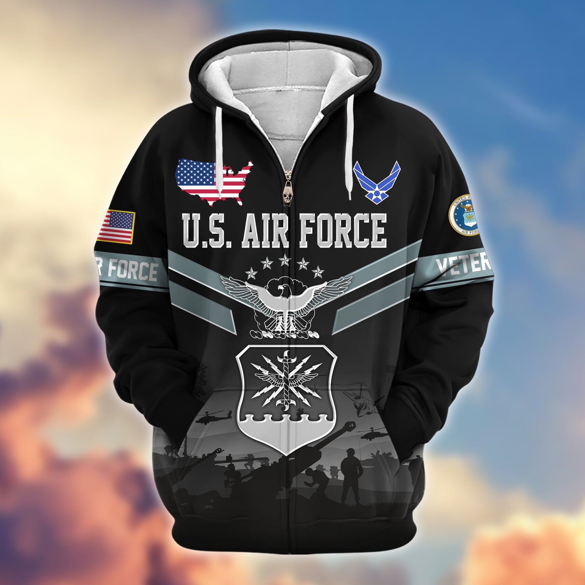 Premium US Veterans Zip Hoodie BPHN290911, Gifts For US Veterans, Gifts On Father's Day, Veterans Day.