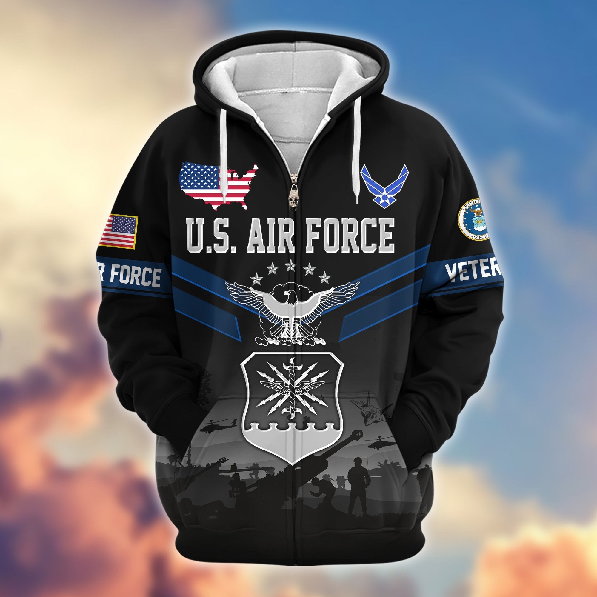 Premium US Veterans Zip Hoodie BPHN290911, Gifts For US Veterans, Gifts On Father's Day, Veterans Day.