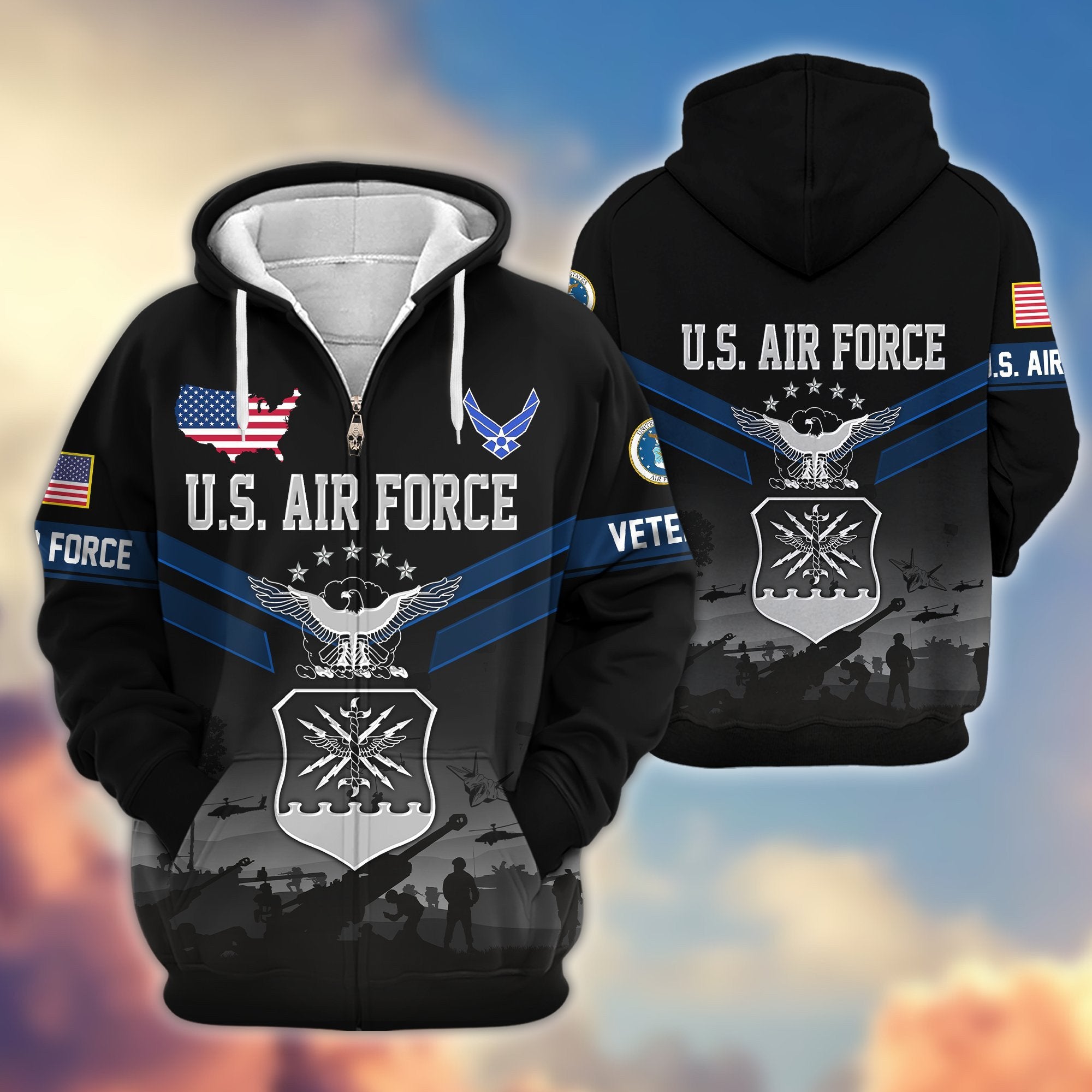 Premium US Veterans Zip Hoodie BPHN290911, Gifts For US Veterans, Gifts On Father's Day, Veterans Day.