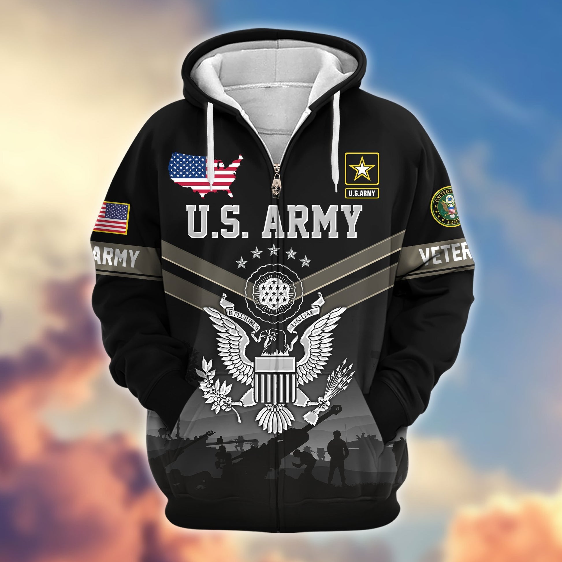 Premium US Veterans Zip Hoodie BPHN290911, Gifts For US Veterans, Gifts On Father's Day, Veterans Day.
