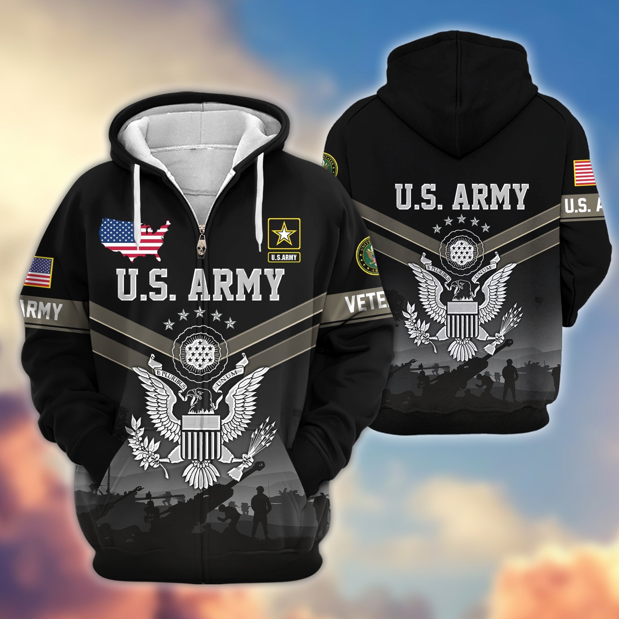 Premium US Veterans Zip Hoodie BPHN290911, Gifts For US Veterans, Gifts On Father's Day, Veterans Day.